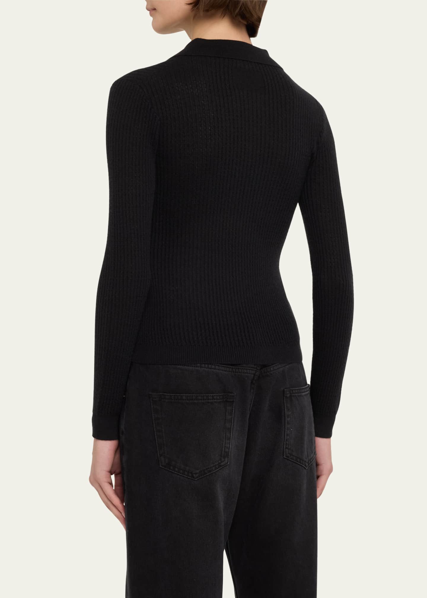 Guest in Residence Shrunken Long-Sleeve Cashmere Polo Image 3 of 5