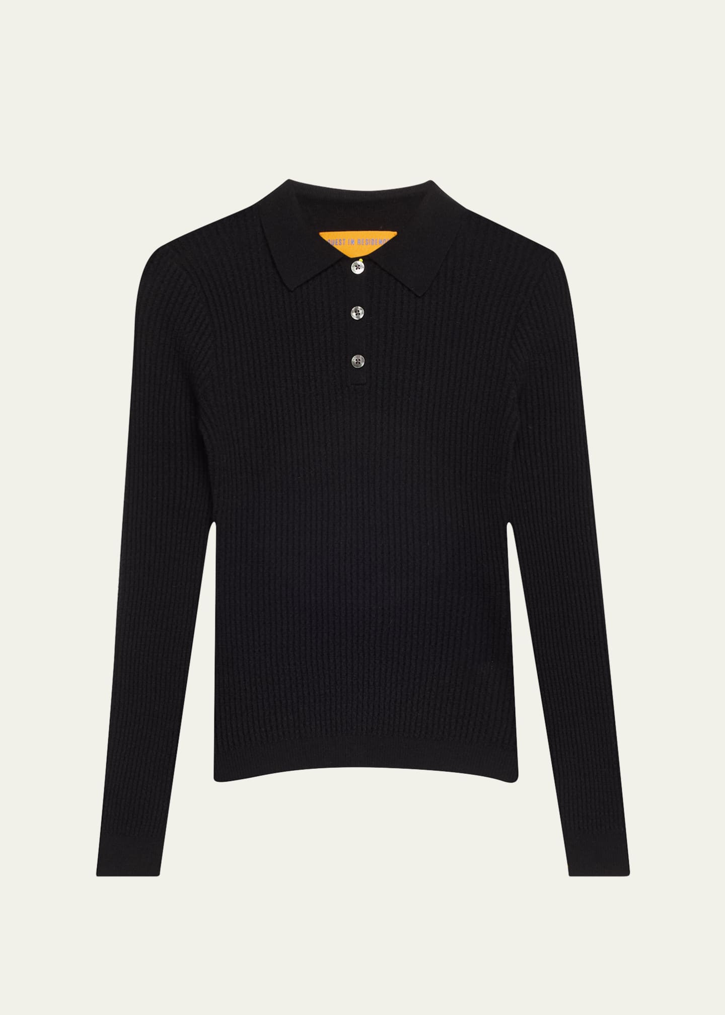 Guest in Residence Shrunken Long-Sleeve Cashmere Polo Image 1 of 5