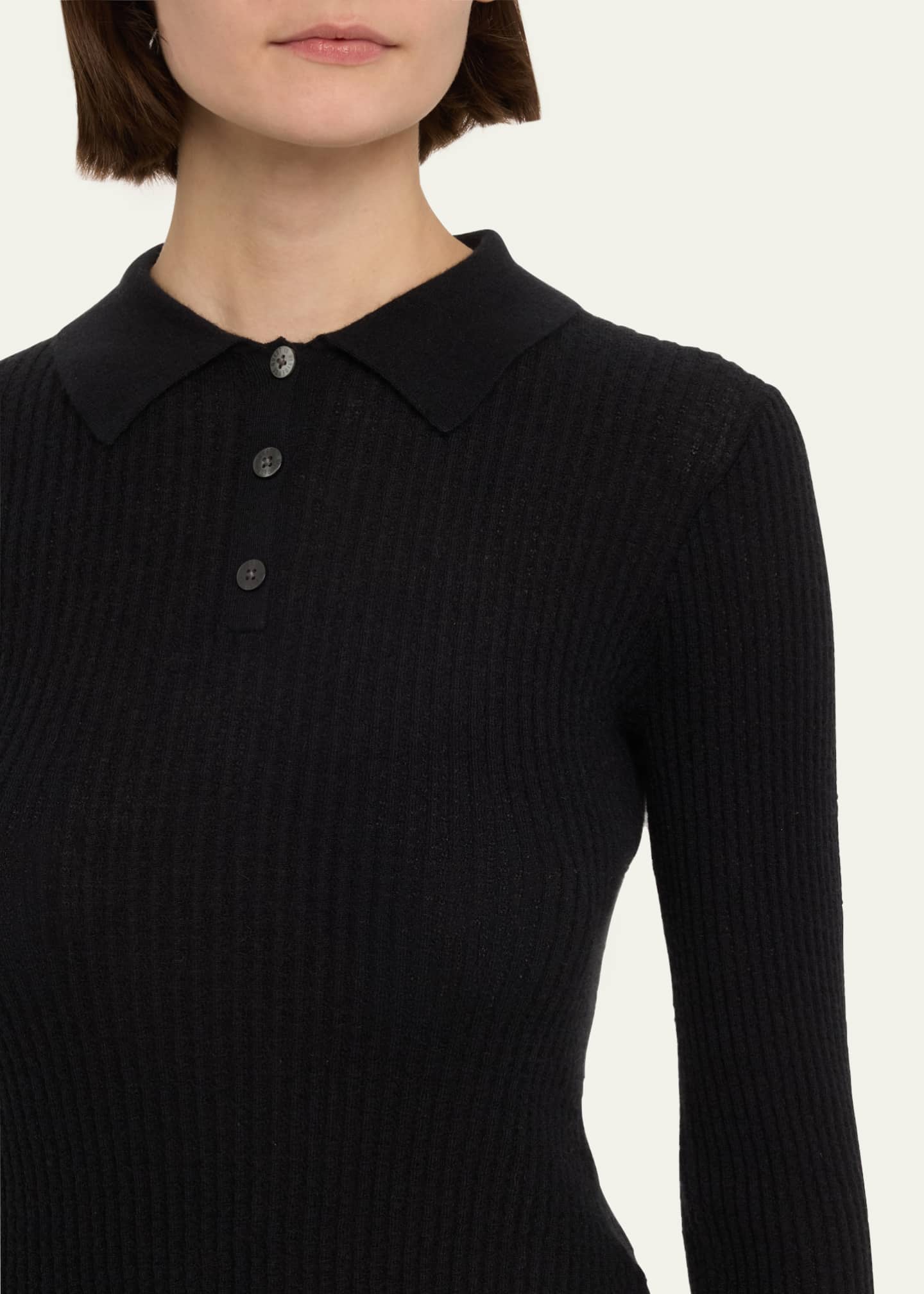 Guest in Residence Shrunken Long-Sleeve Cashmere Polo Image 5 of 5