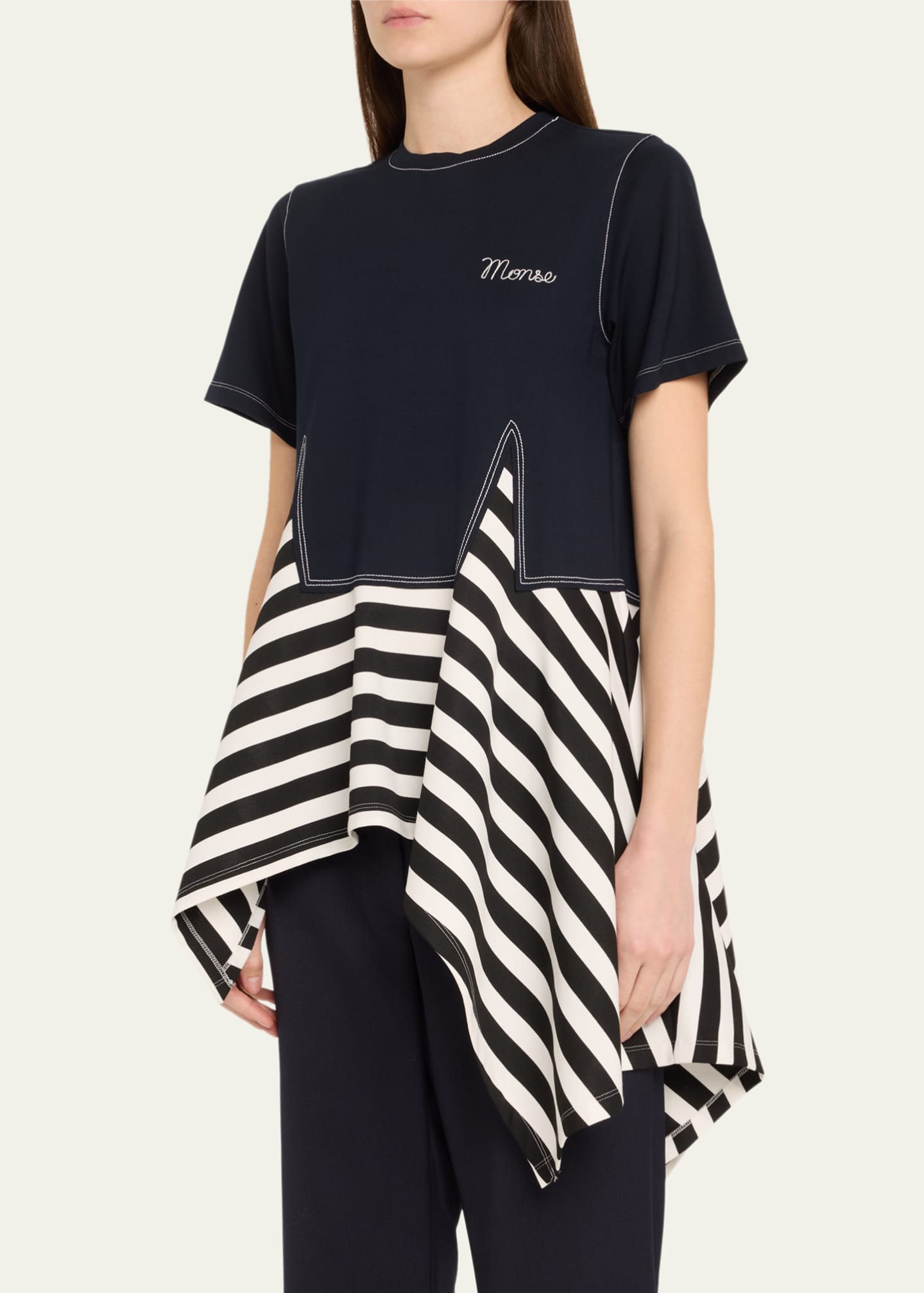 Monse Layered Stripe Logo Peplum Top Image 4 of 5