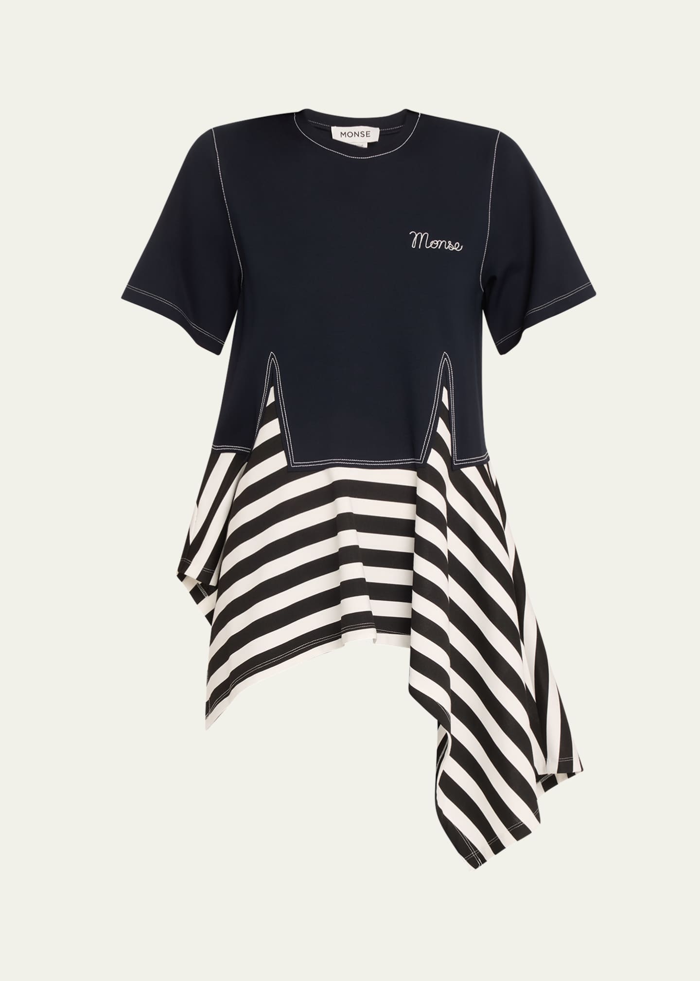 Monse Layered Stripe Logo Peplum Top Image 1 of 5