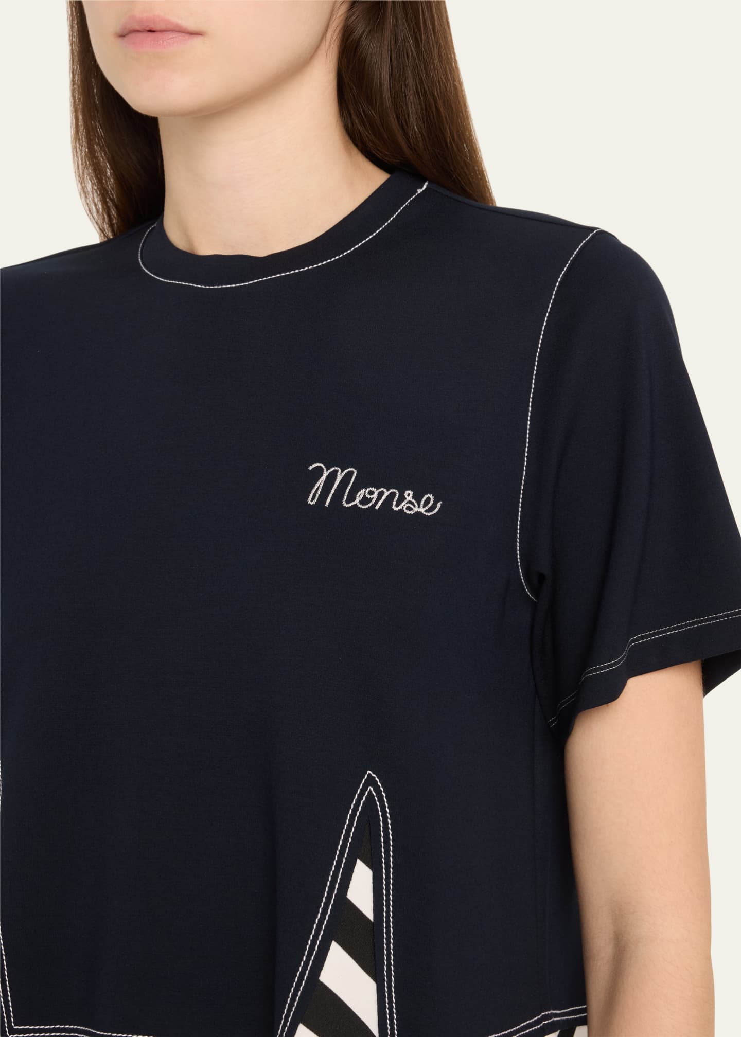 Monse Layered Stripe Logo Peplum Top Image 5 of 5