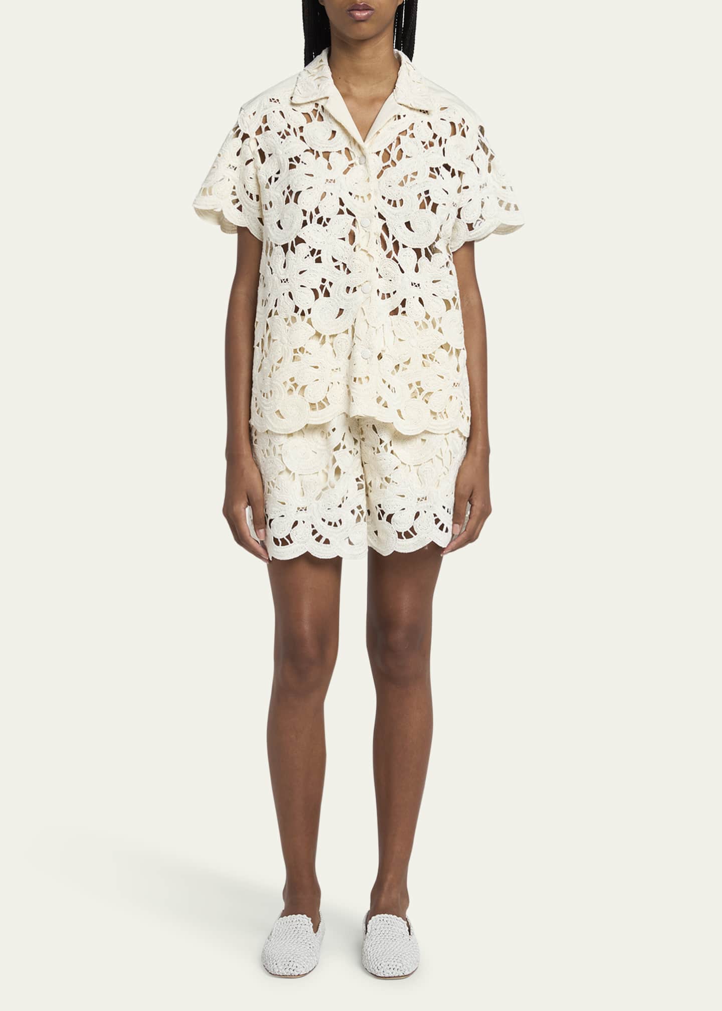 Moncler Button-Front Crochet Shirt Image 2 of 5