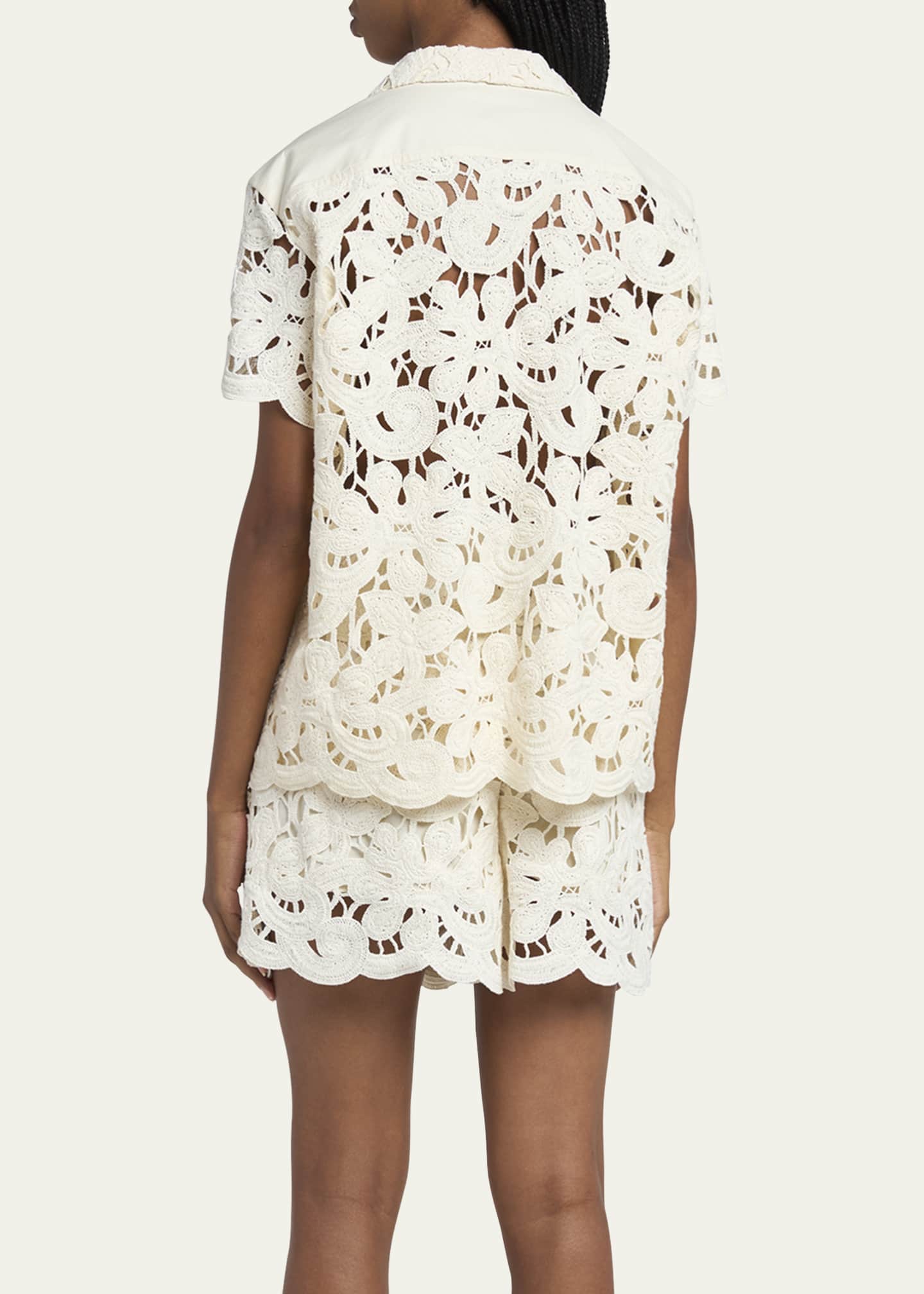 Moncler Button-Front Crochet Shirt Image 3 of 5