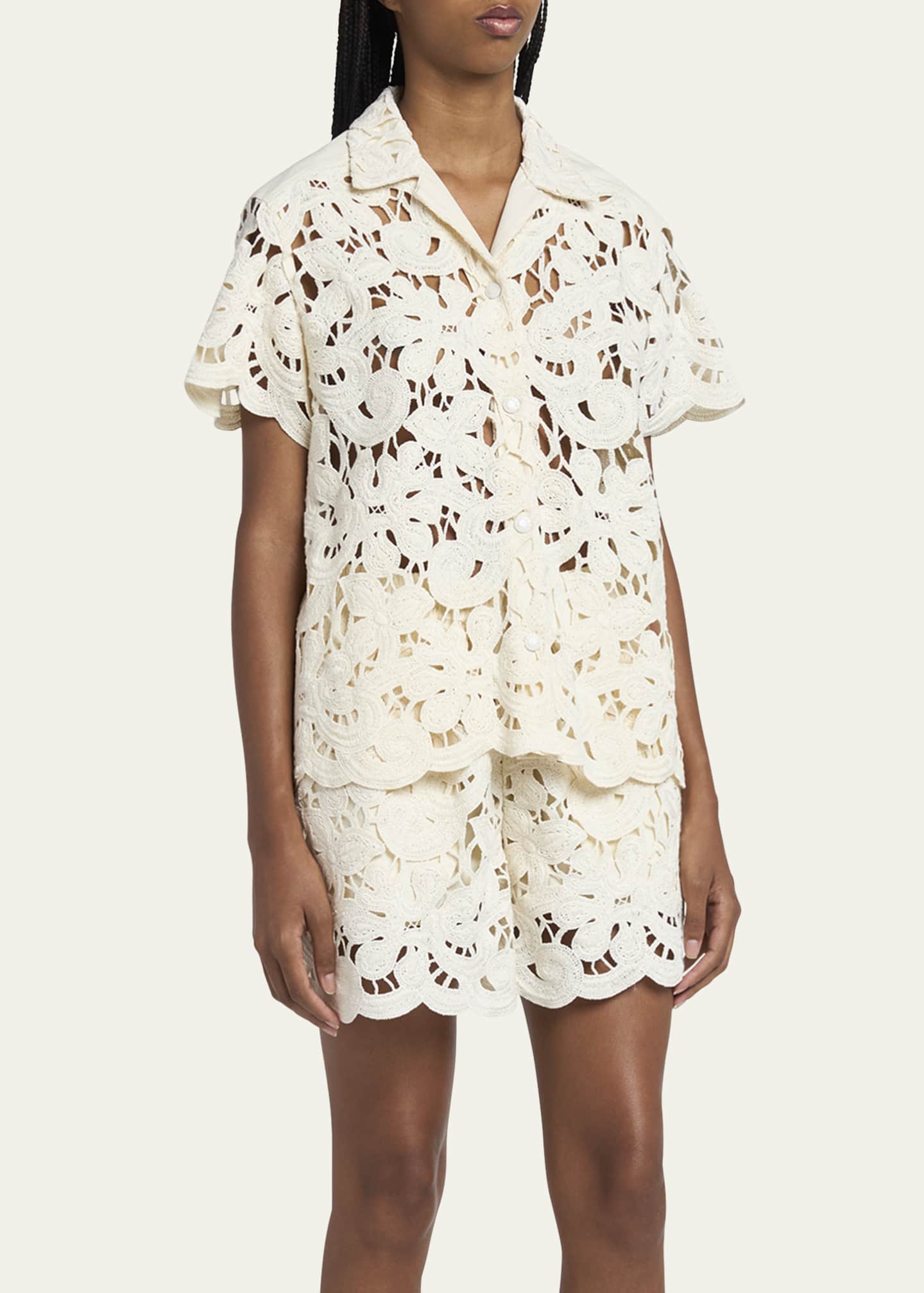 Moncler Button-Front Crochet Shirt Image 4 of 5