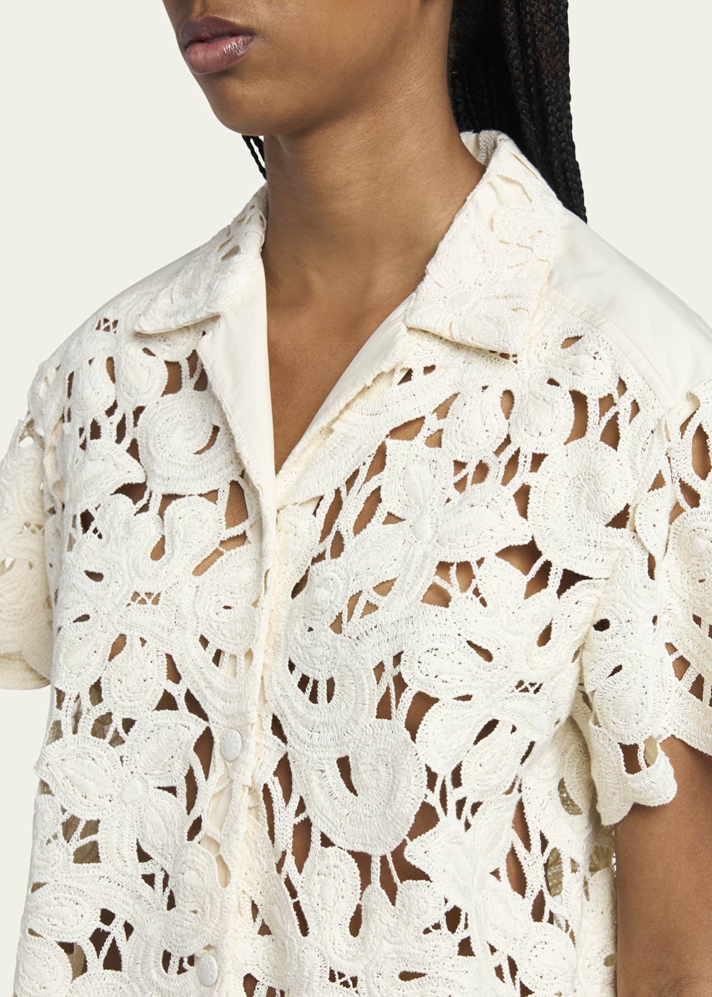 Moncler Button-Front Crochet Shirt Image 5 of 5