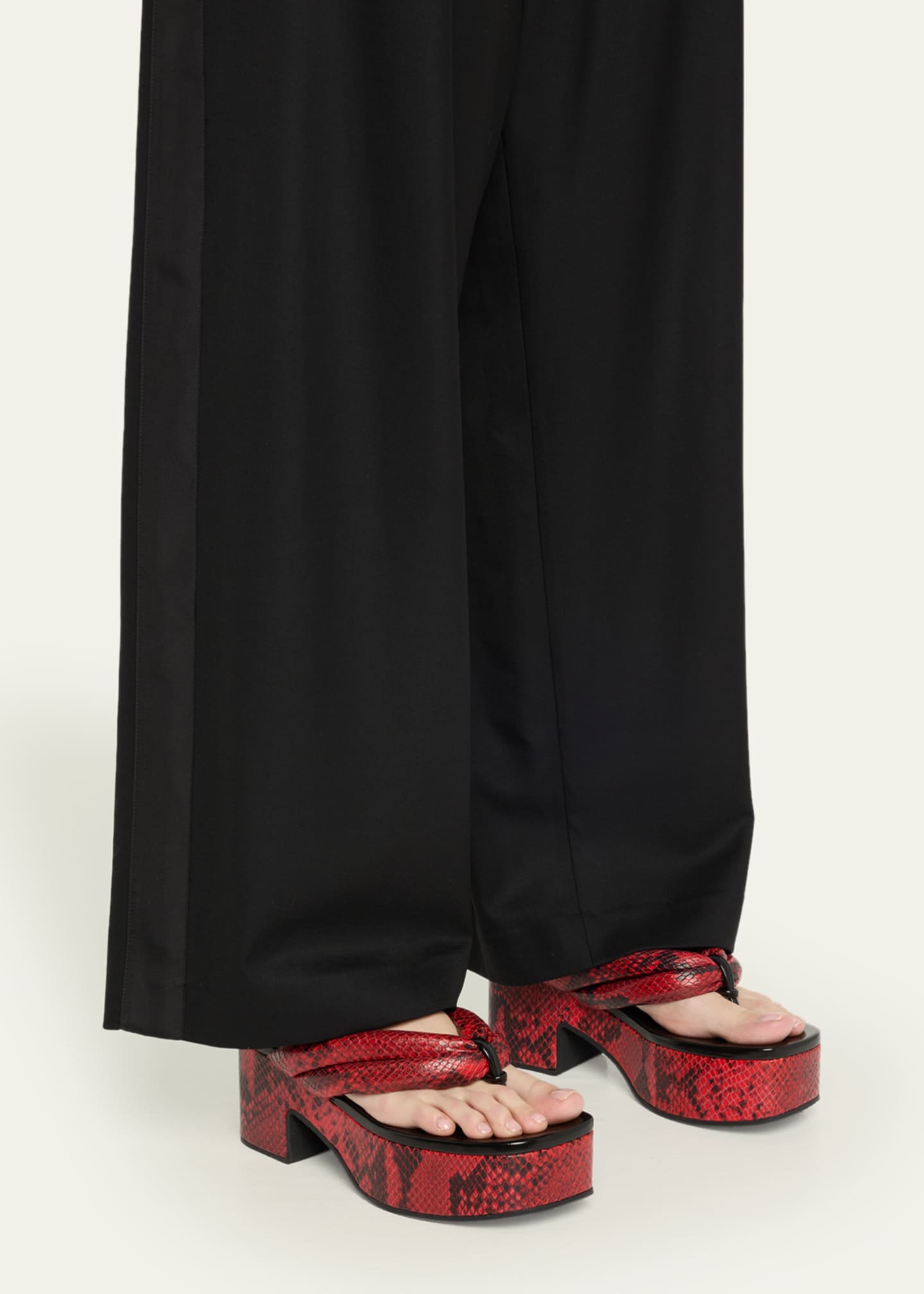 Dries Van Noten Snake-Embossed Leather Thong Platform Sandals Image 2 of 6