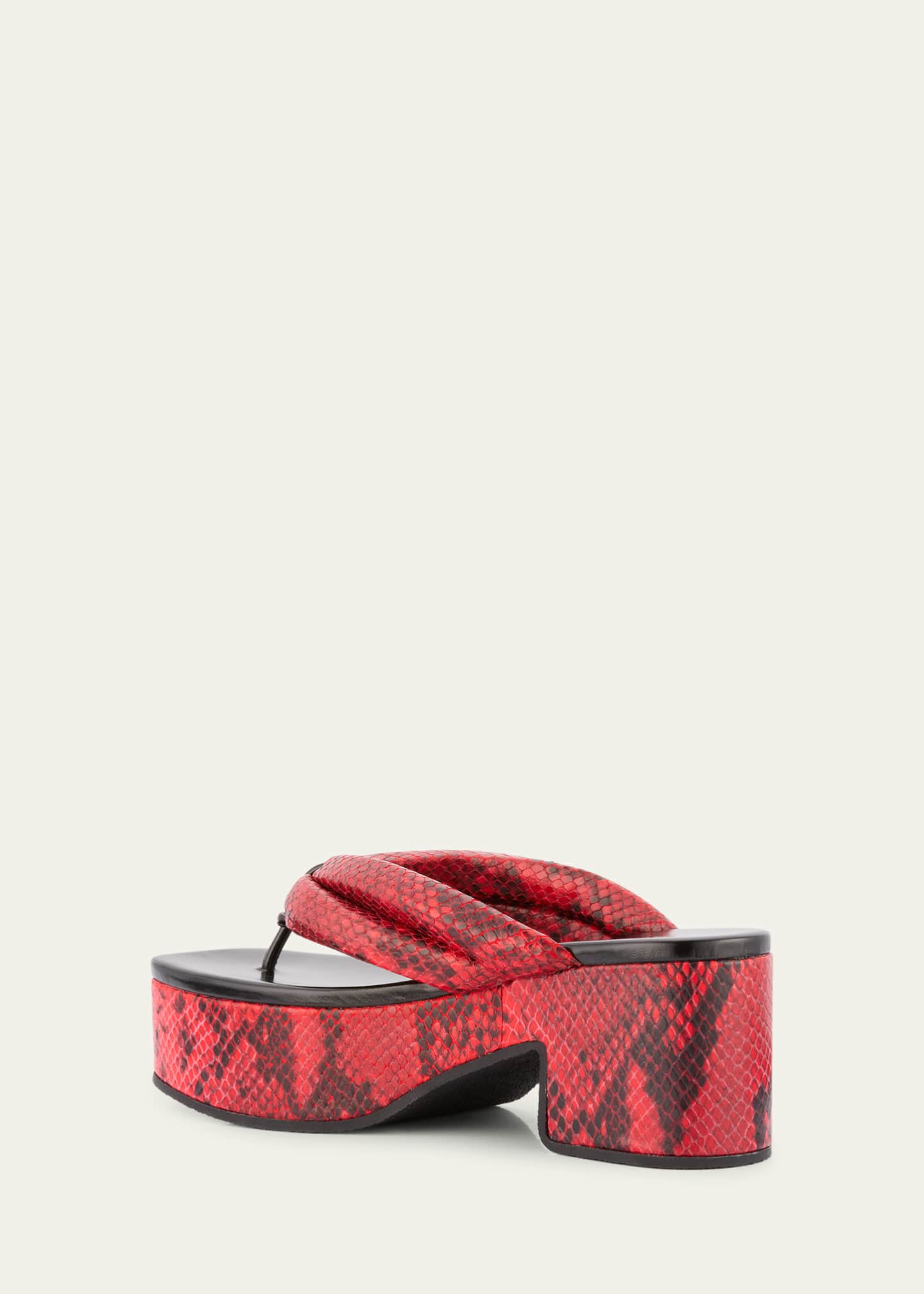 Dries Van Noten Snake-Embossed Leather Thong Platform Sandals Image 4 of 6