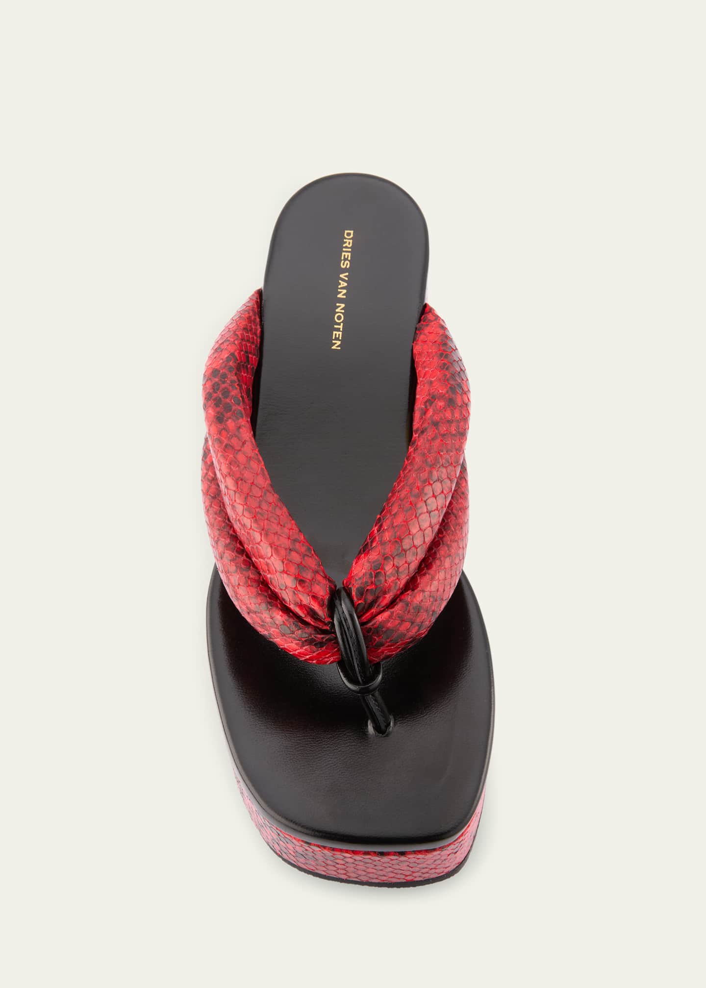 Dries Van Noten Snake-Embossed Leather Thong Platform Sandals Image 6 of 6
