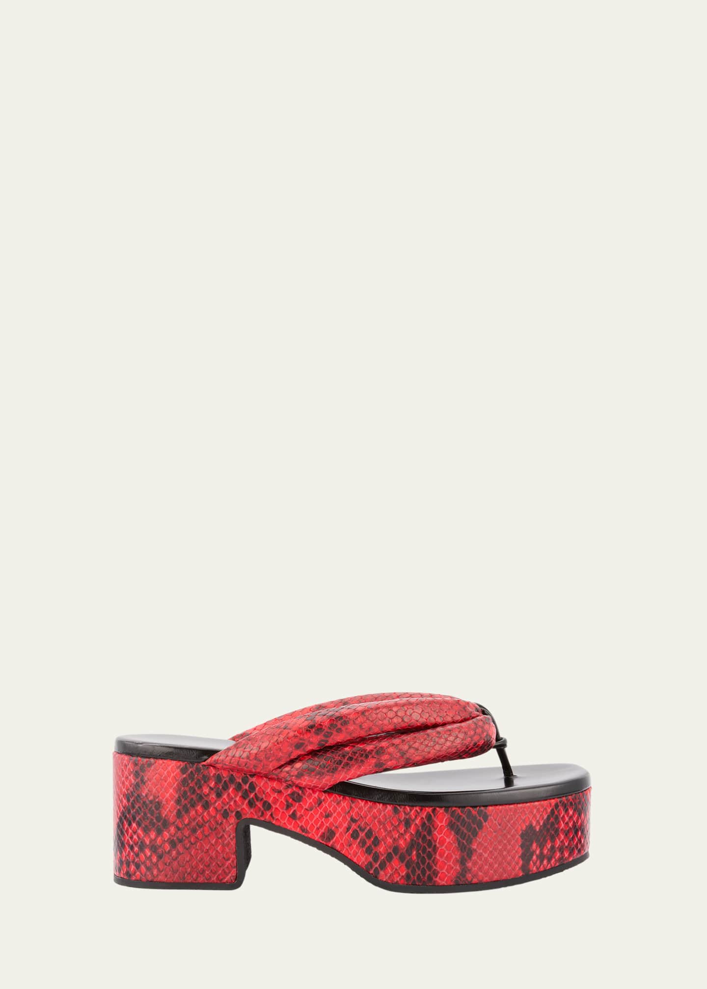 Dries Van Noten Snake-Embossed Leather Thong Platform Sandals Image 1 of 6