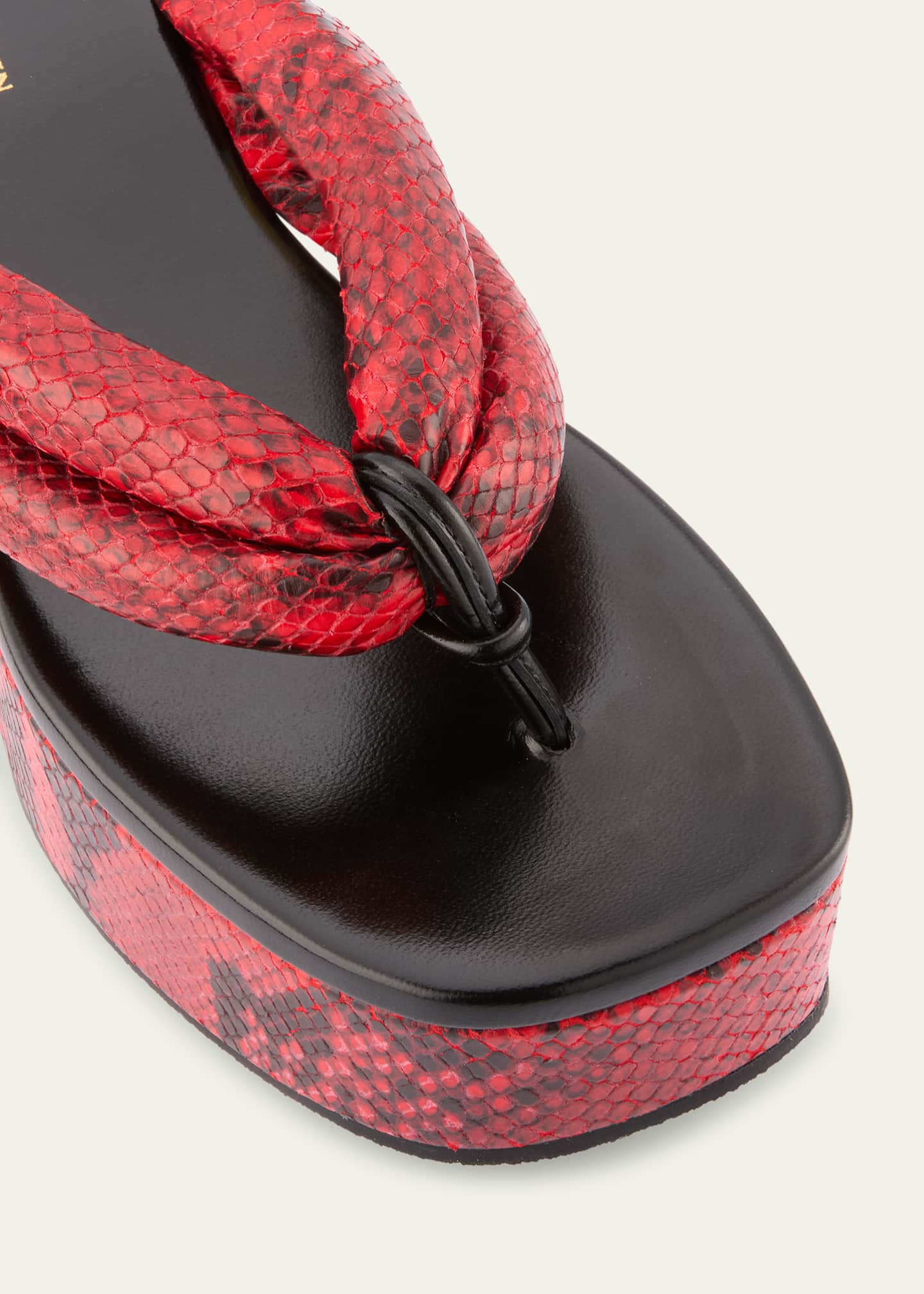 Dries Van Noten Snake-Embossed Leather Thong Platform Sandals Image 5 of 6