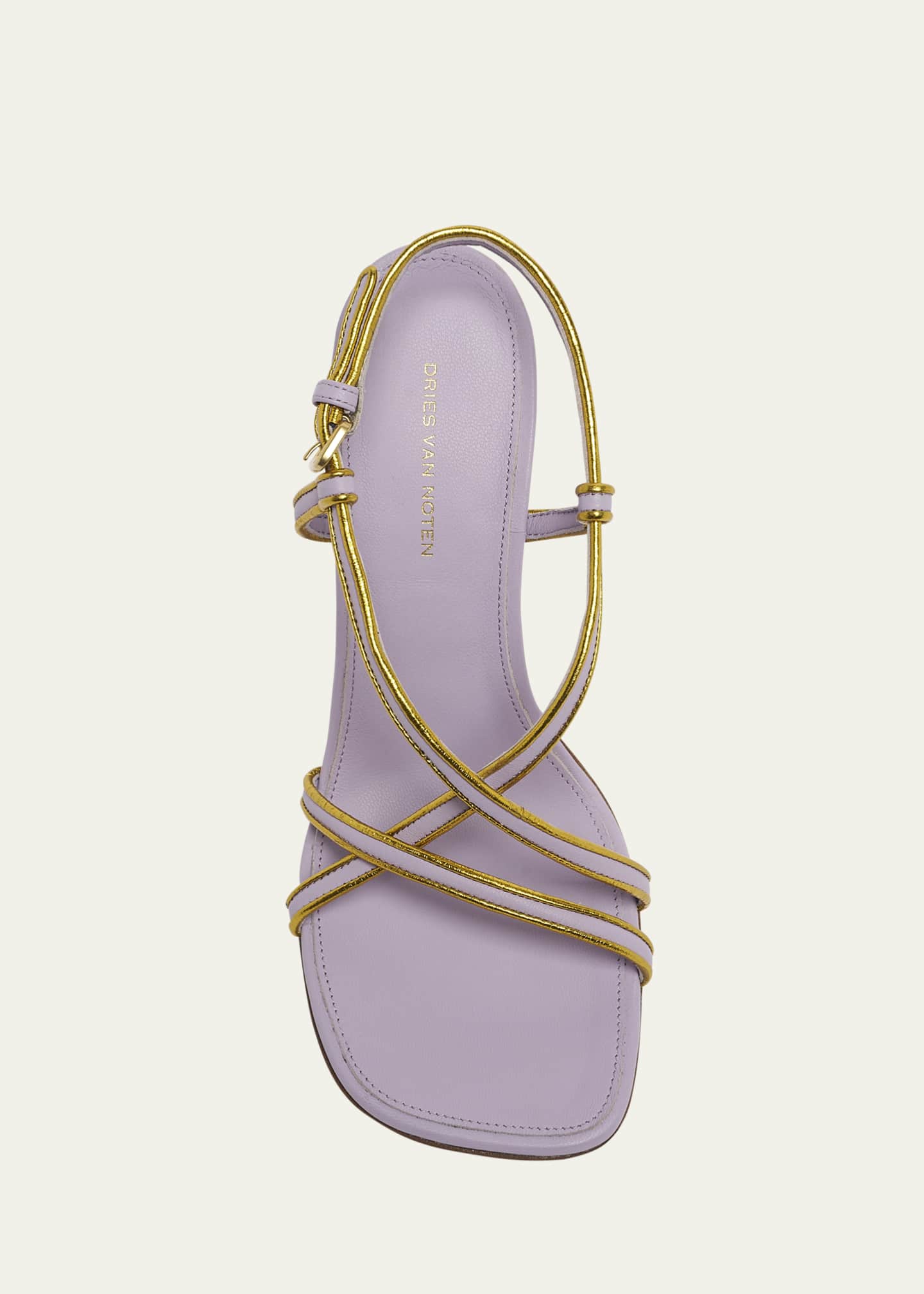 Dries Van Noten Strappy Curved-Heel Leather Sandals Dries Van Noten Strappy Curved-Heel Leather Sandals