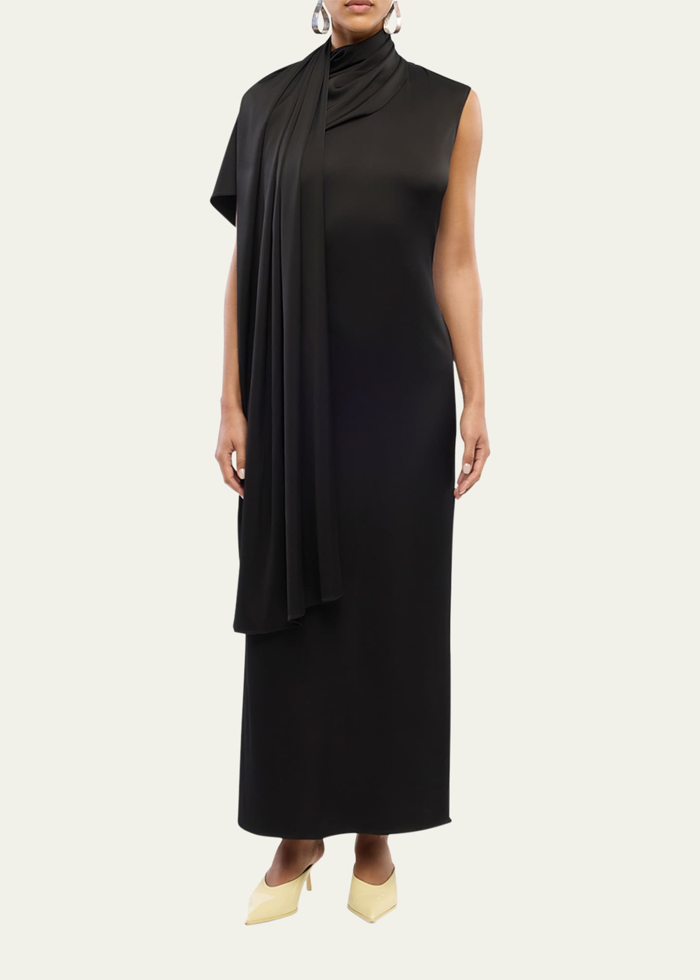 Another Tomorrow Scarf Satin Maxi Dress Image 2 of 4