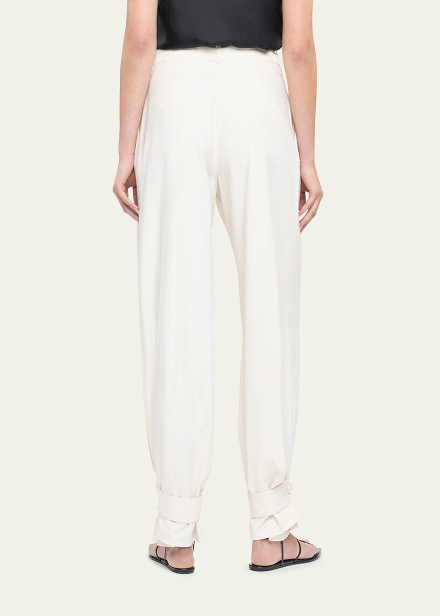 Another Tomorrow Belted Wide-Leg Tab-Hem Trousers Image 3 of 5