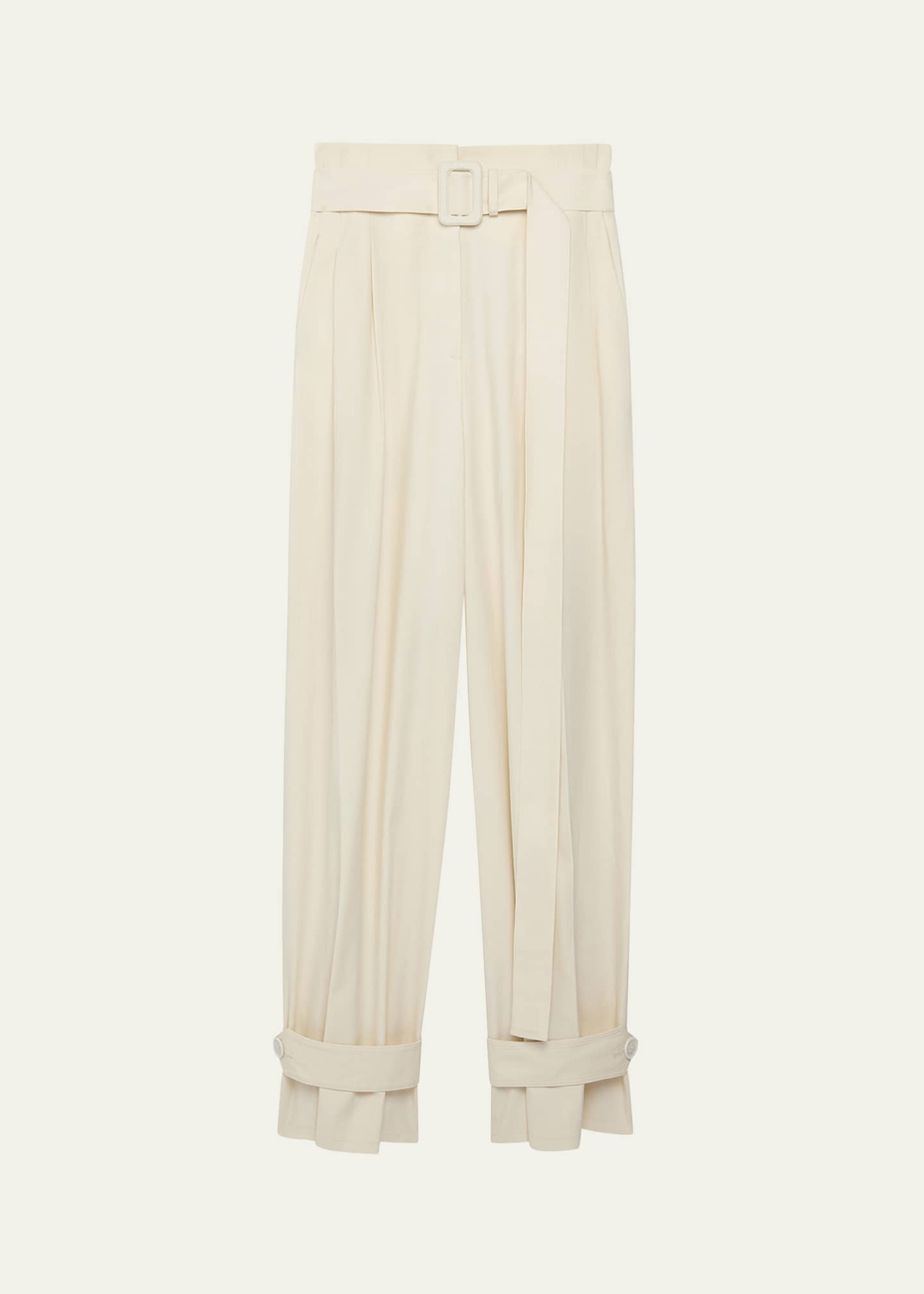 Another Tomorrow Belted Wide-Leg Tab-Hem Trousers Image 1 of 5