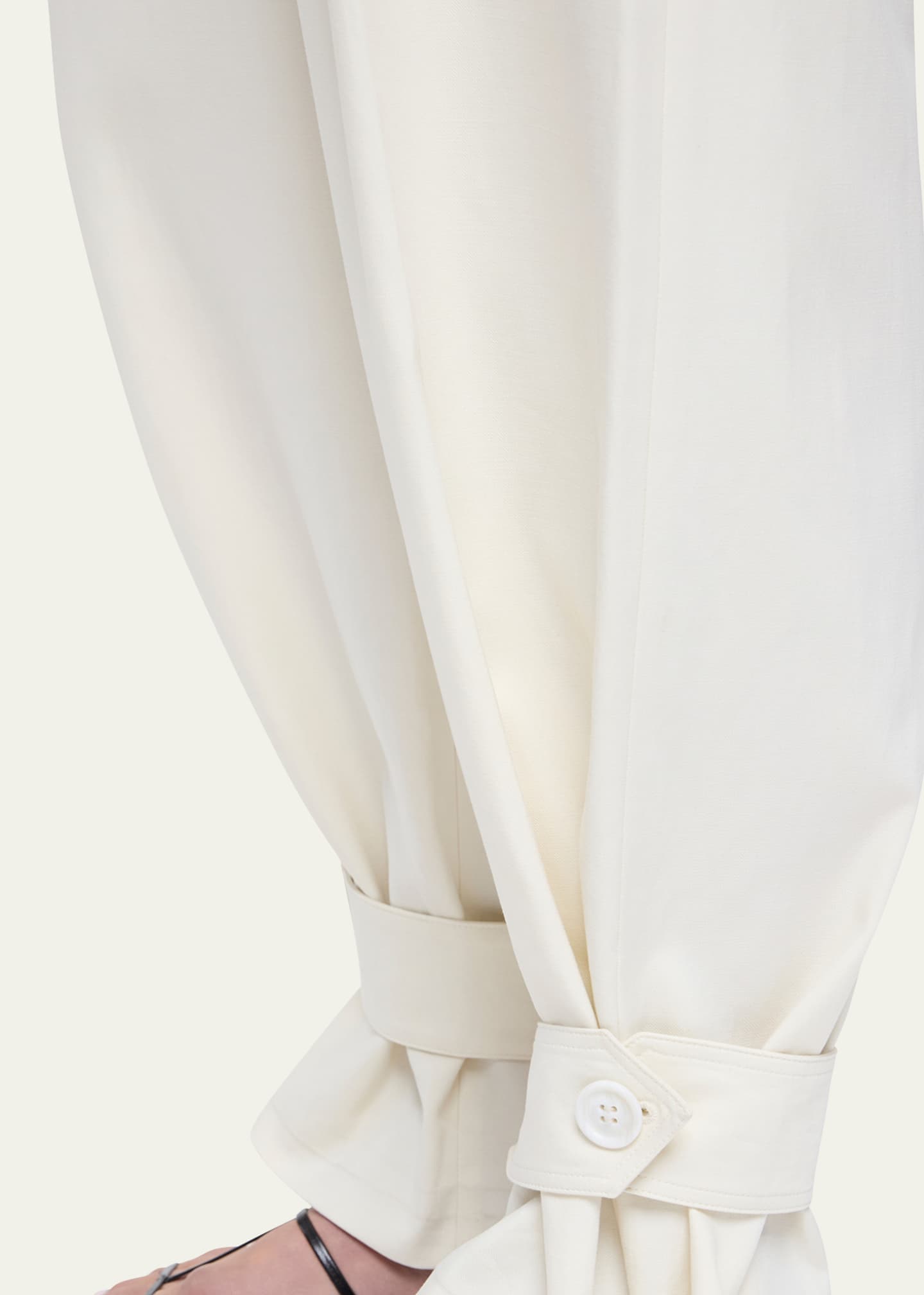 Another Tomorrow Belted Wide-Leg Tab-Hem Trousers Image 5 of 5
