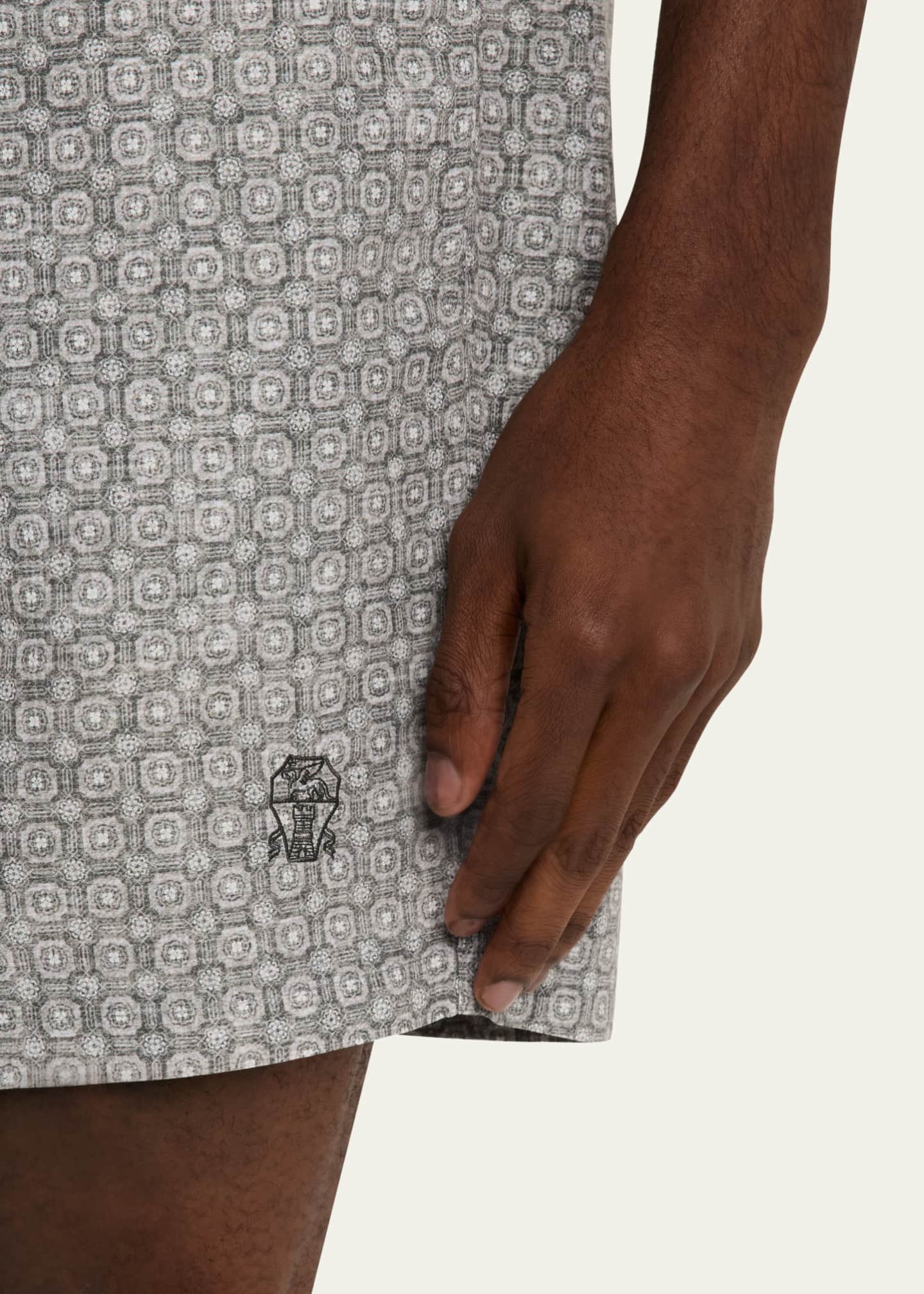 Brunello Cucinelli Men's Medallion Swim Trunks Image 4 of 4