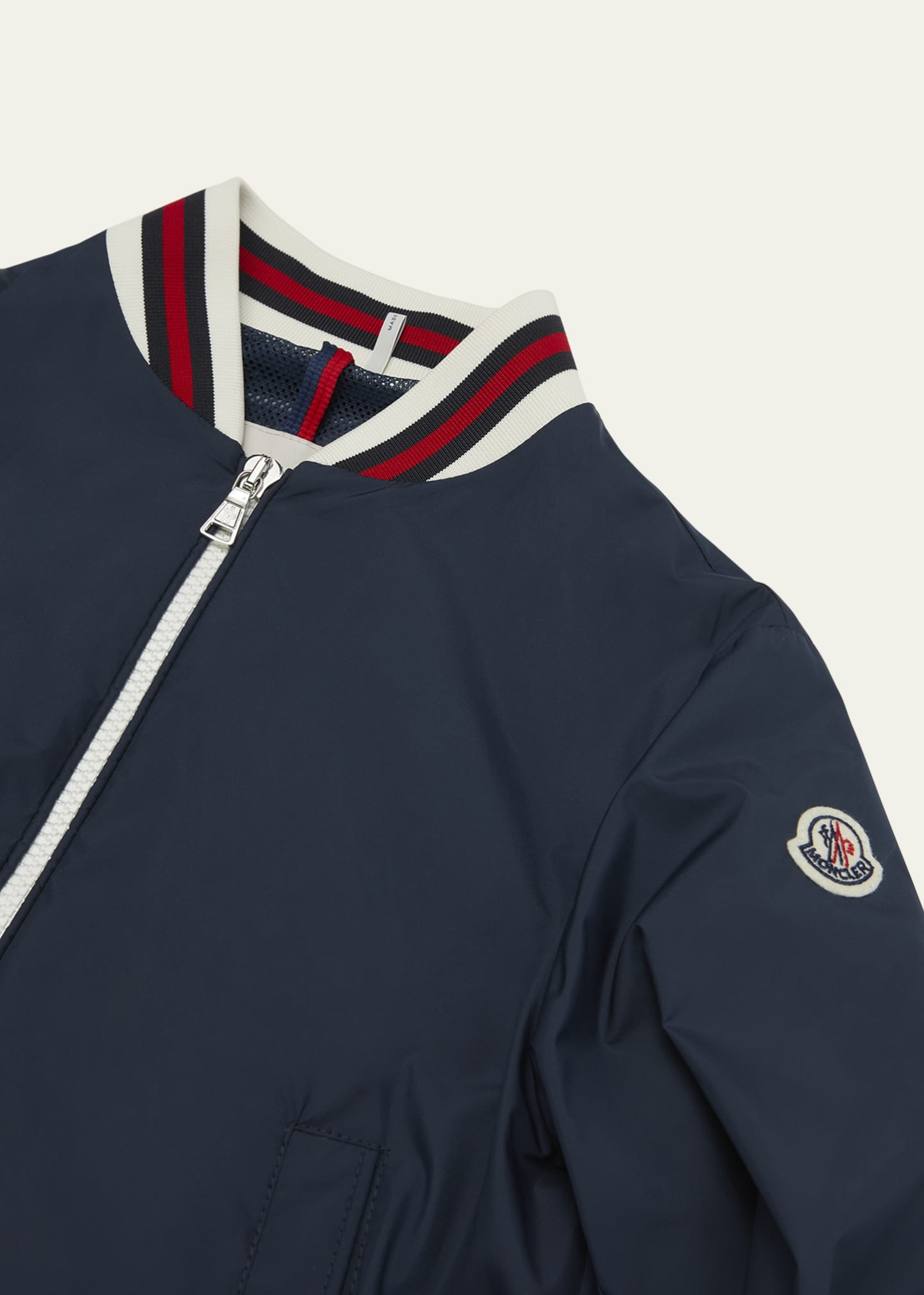 Moncler Boy's Maki Bomber with Striped Trim, Size 12-14 Image 3 of 3