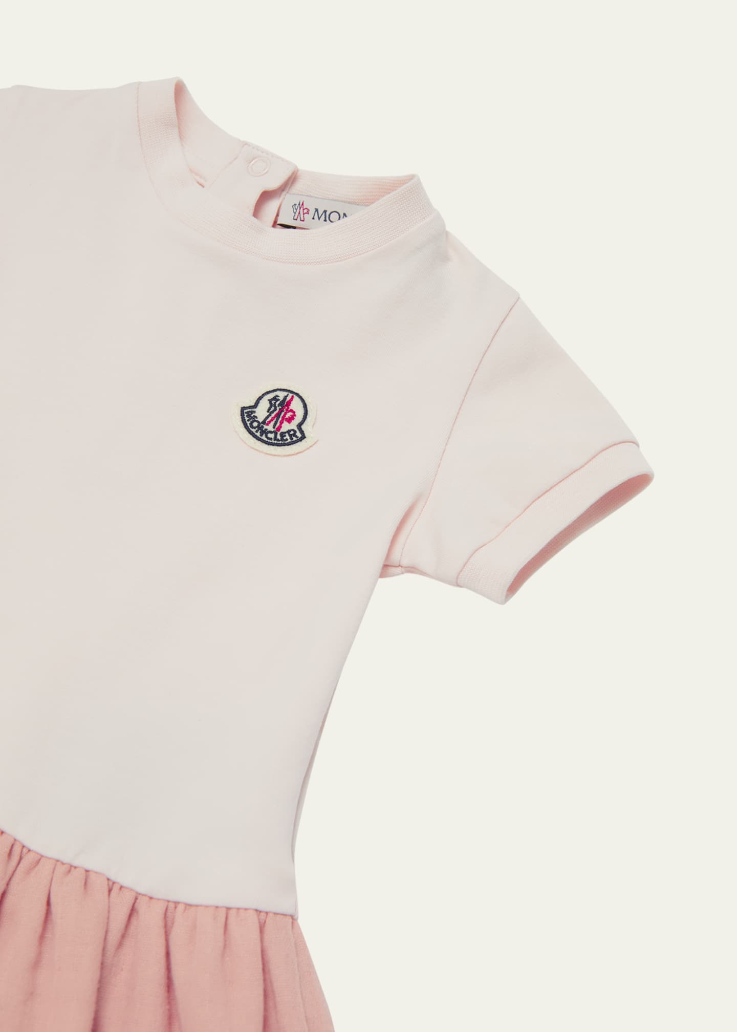 Moncler Girl's Jersey Woven Combo Dress, Size 6M-3 Image 3 of 3
