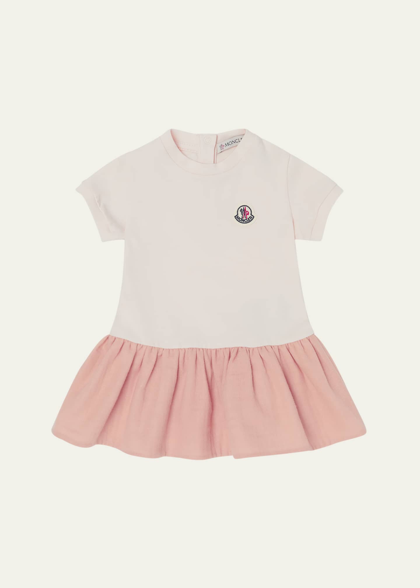 Moncler Girl's Jersey Woven Combo Dress, Size 6M-3 Image 1 of 3
