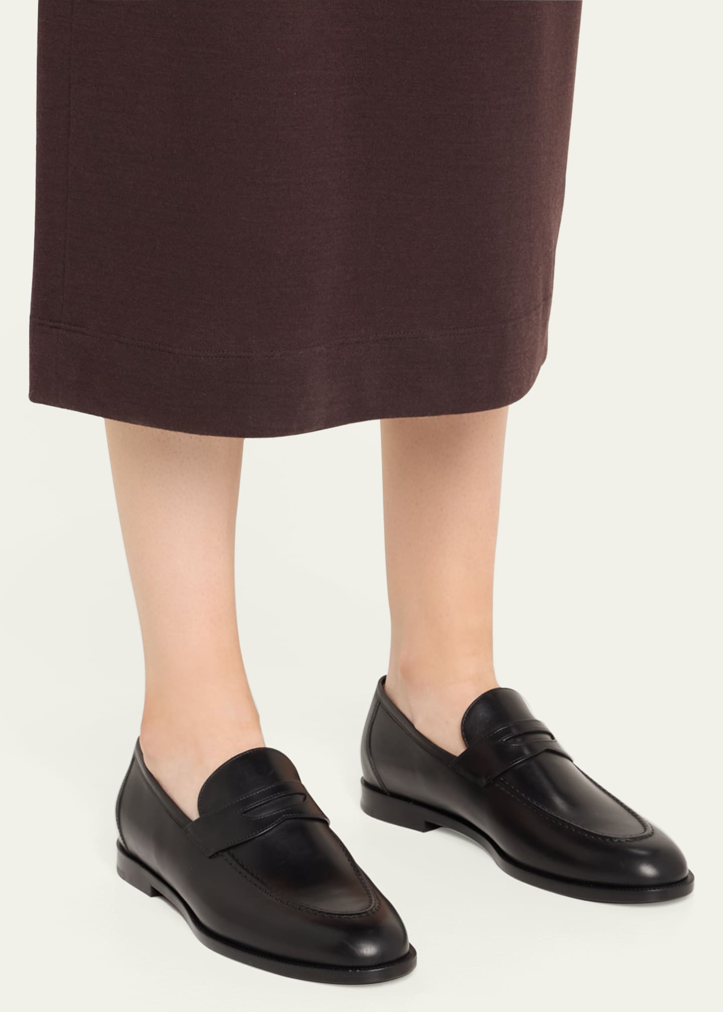 Loro Piana Sergio Leather Penny Loafers Image 2 of 6