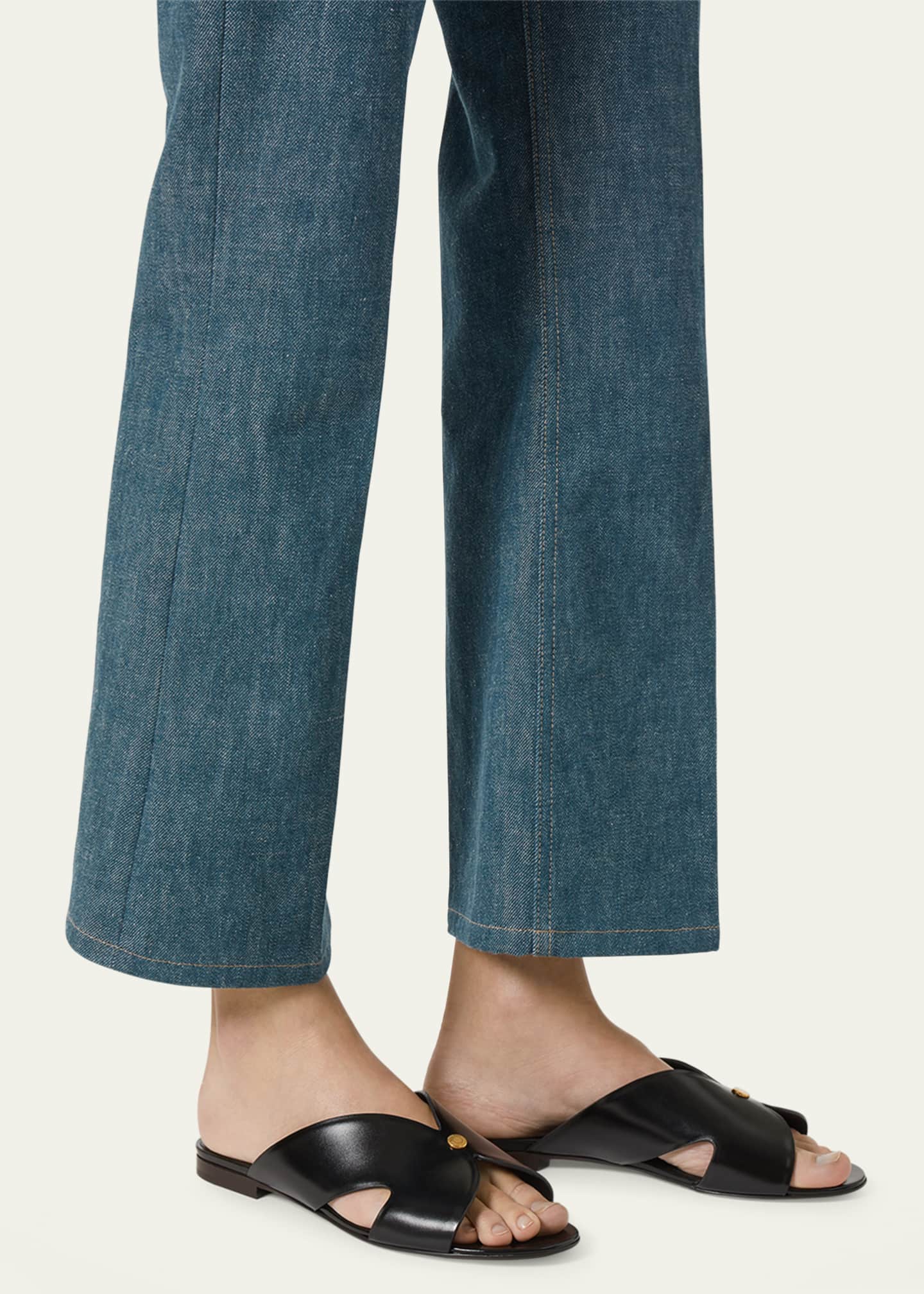 Loro Piana Vera Leather Flat Slide Sandals Image 2 of 4