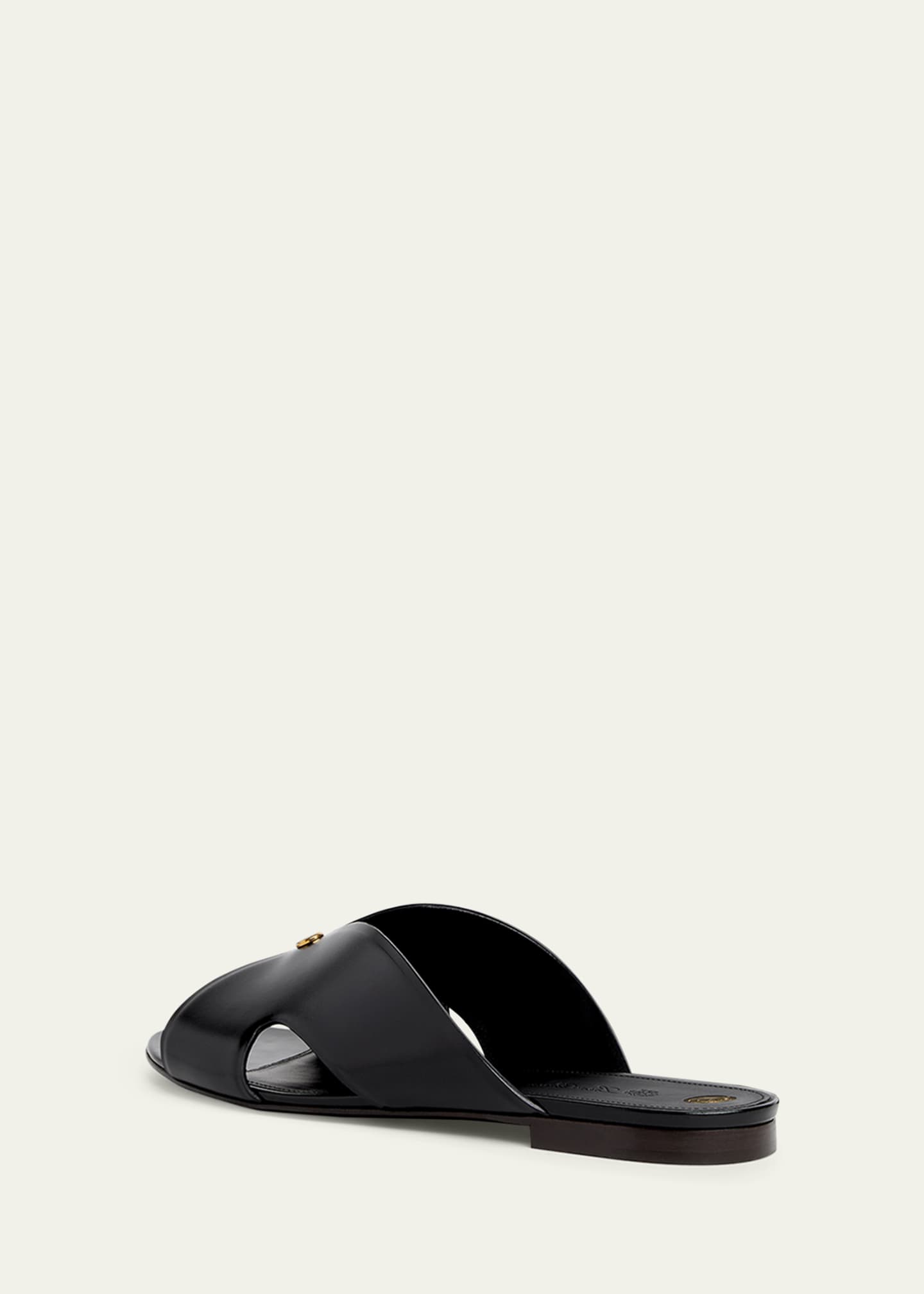 Loro Piana Vera Leather Flat Slide Sandals Image 3 of 4