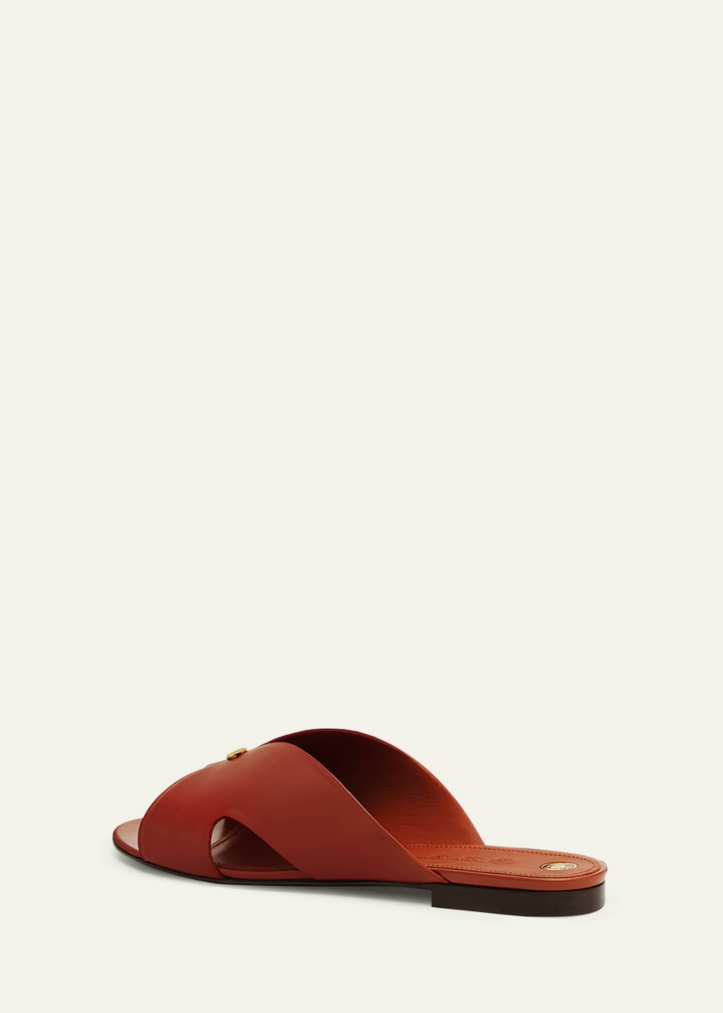 Loro Piana Vera Leather Flat Slide Sandals Image 3 of 4