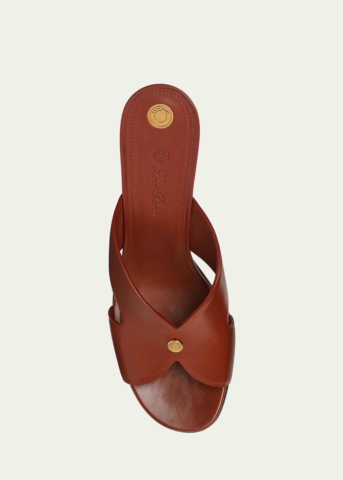 Loro Piana Vera Leather Flat Slide Sandals Image 4 of 4