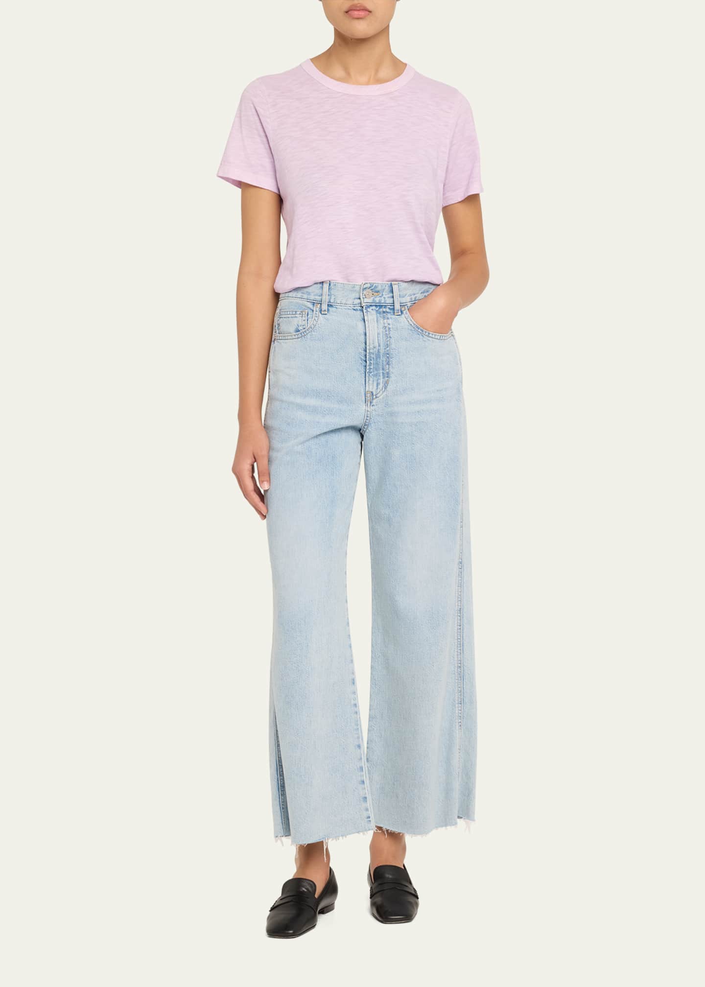 Veronica Beard Taylor Cropped High-Rise Wide Jeans Image 2 of 5