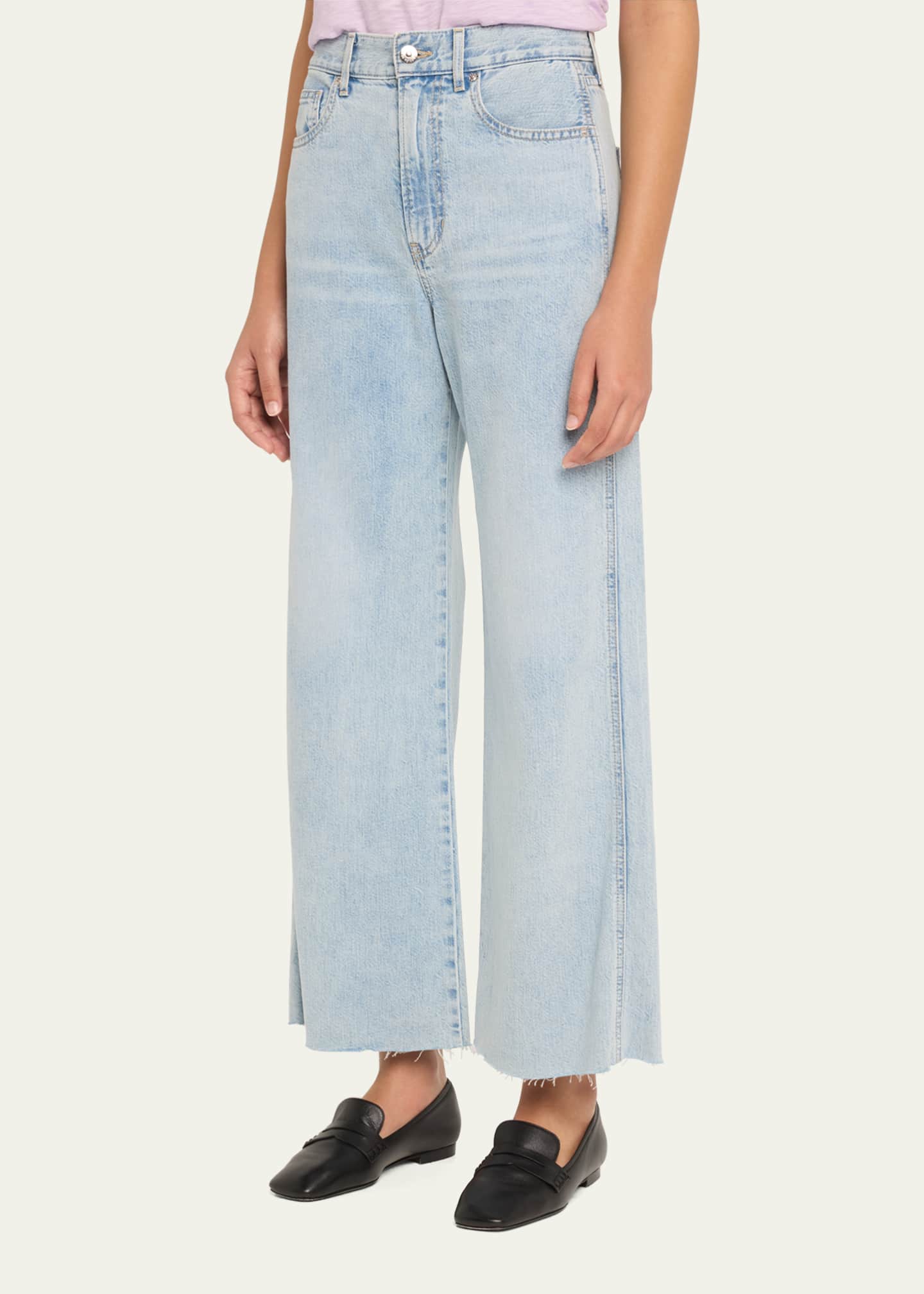 Veronica Beard Taylor Cropped High-Rise Wide Jeans Image 4 of 5