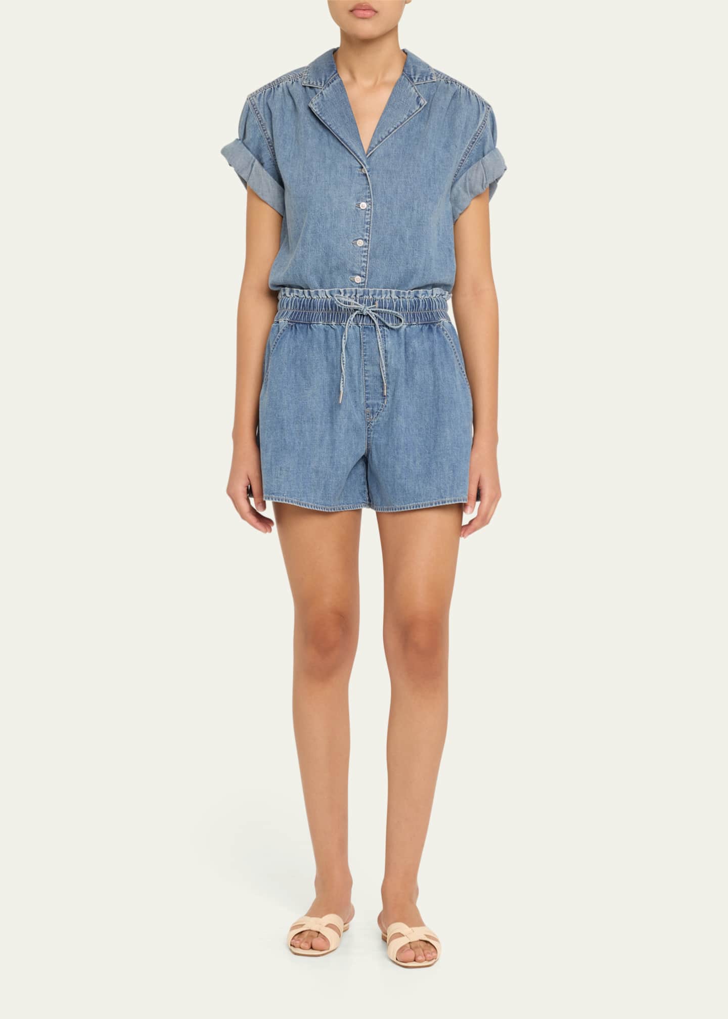 Veronica Beard Wilder Drawstring Denim Shorts Image 2 of 5