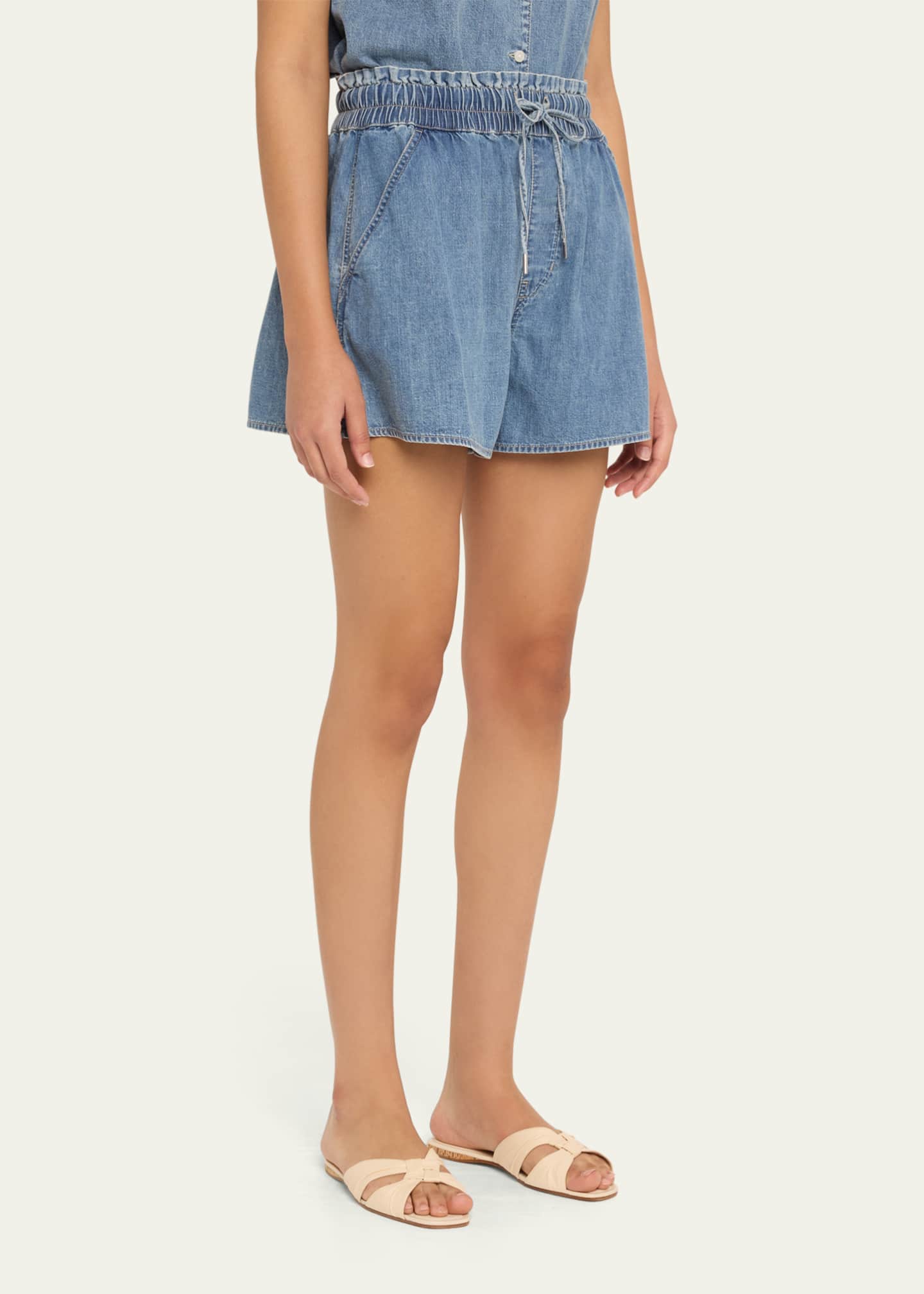 Veronica Beard Wilder Drawstring Denim Shorts Image 4 of 5