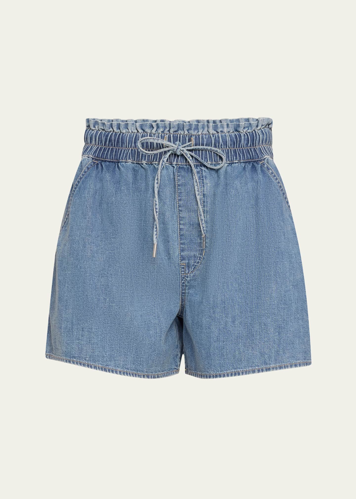 Veronica Beard Wilder Drawstring Denim Shorts Image 1 of 5