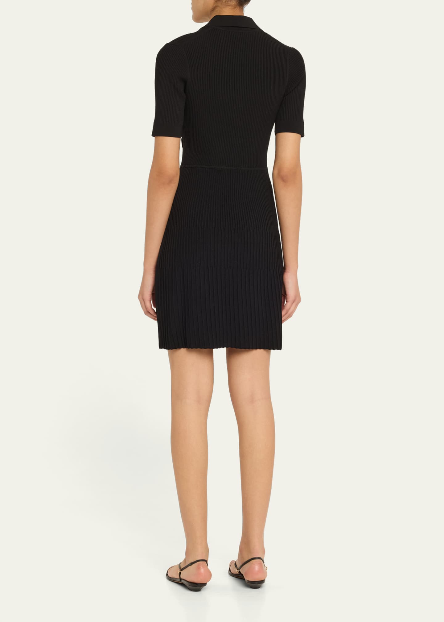 Veronica Beard Lauper Short-Sleeve Ribbed Mini Dress Image 3 of 5