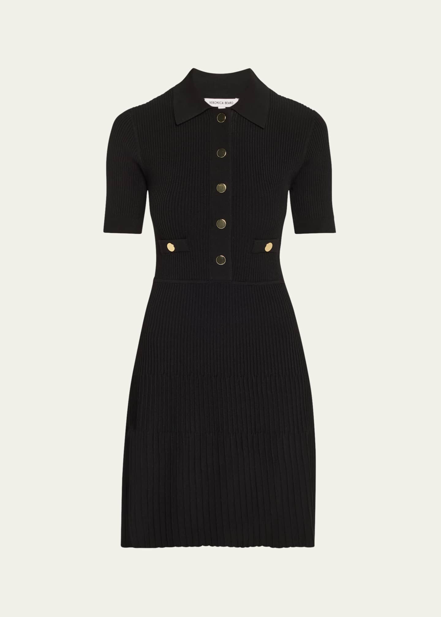 Veronica Beard Lauper Short-Sleeve Ribbed Mini Dress Image 1 of 5