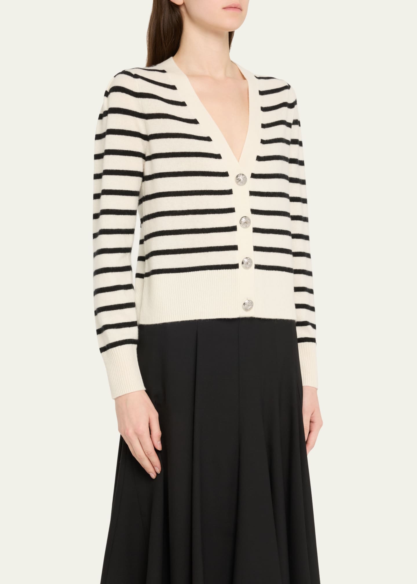 Solene Stripe Cashmere Cardigan