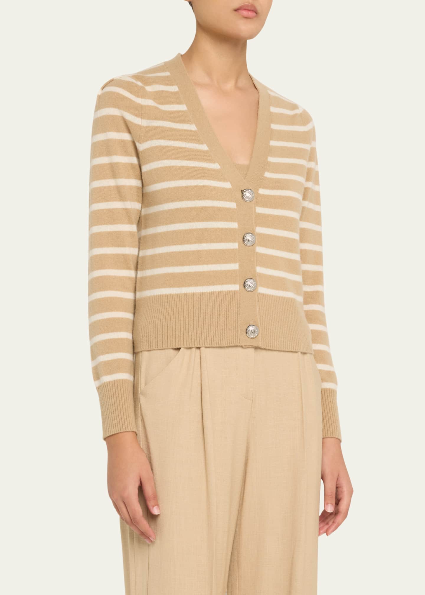 Veronica Beard Solene Stripe Cashmere Cardigan Image 2 of 3