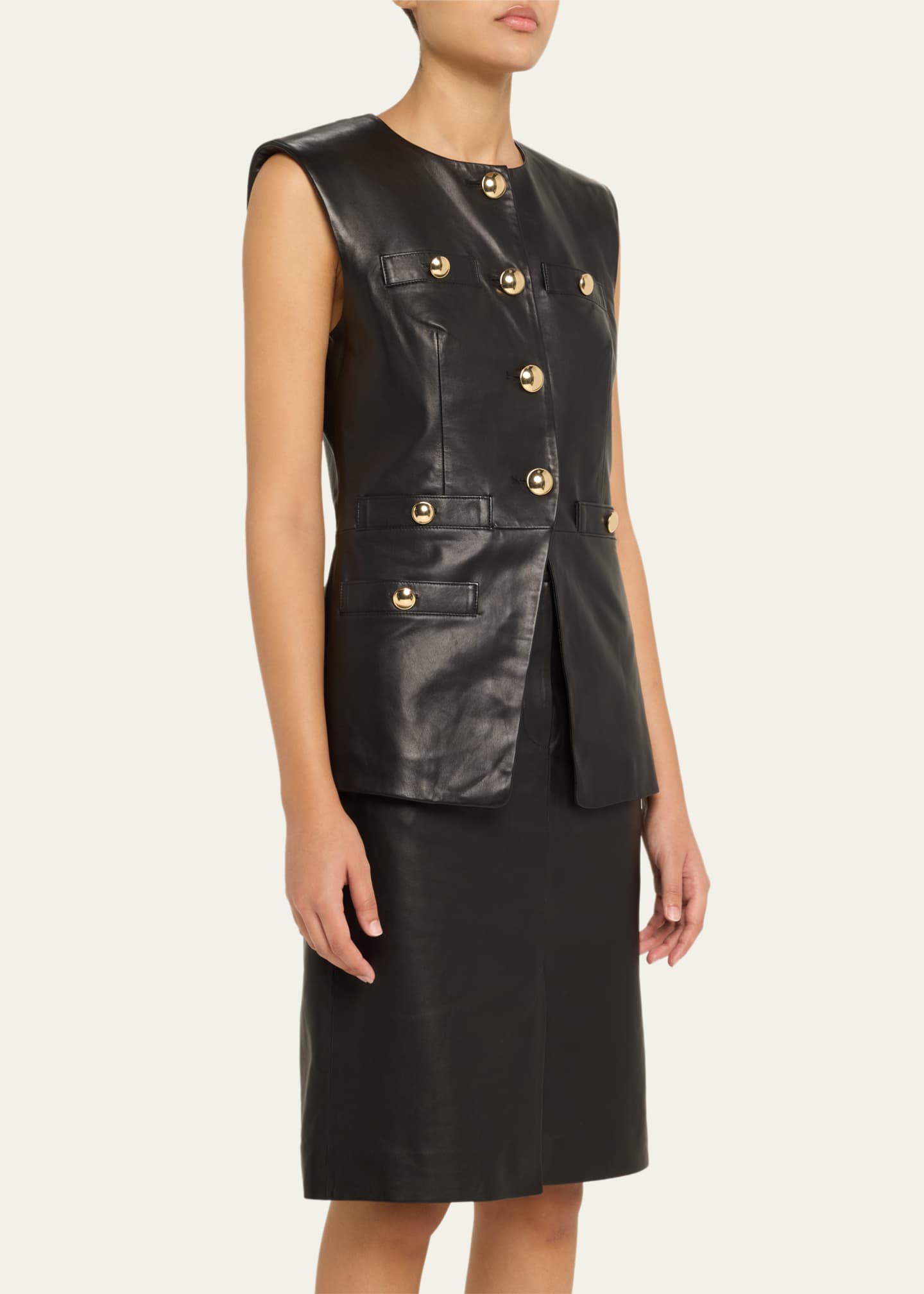 Veronica Beard Tamara Leather Vest Image 4 of 5