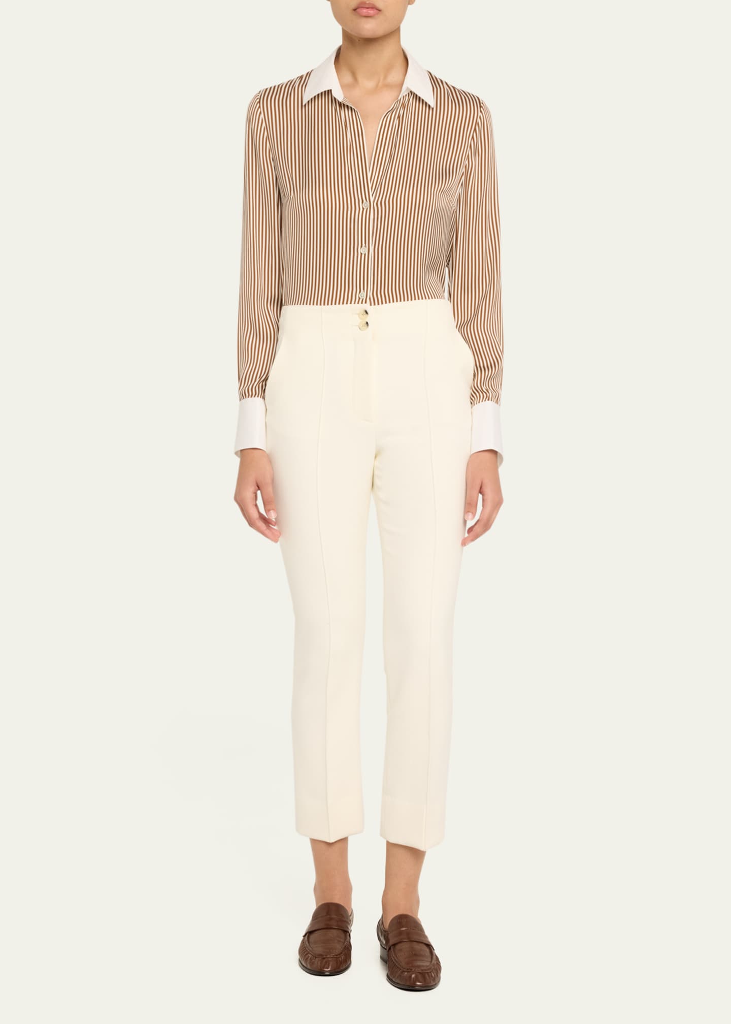 Veronica Beard Amelia Stripe Button-Front Shirt Image 2 of 5