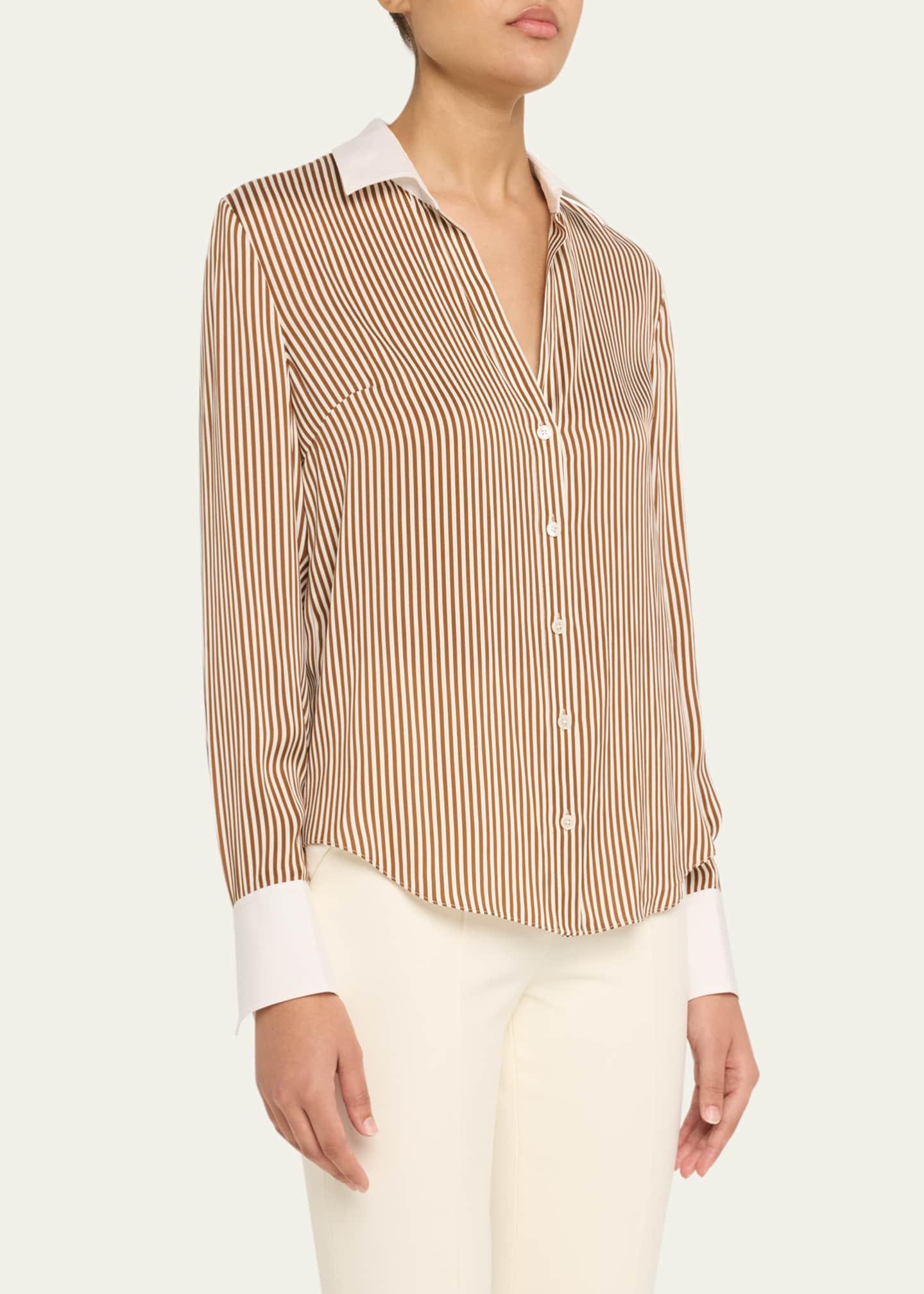 Veronica Beard Amelia Stripe Button-Front Shirt Image 4 of 5