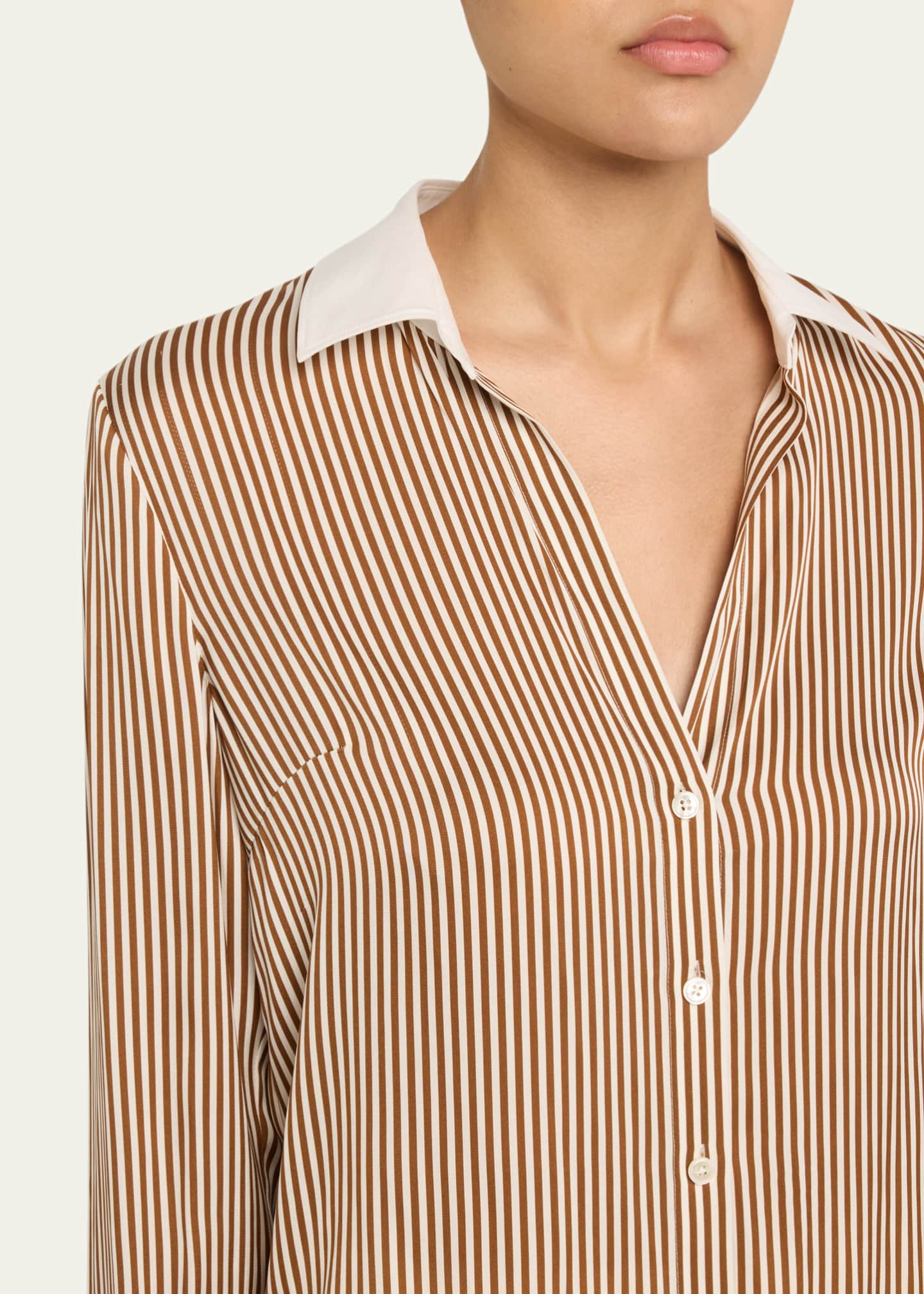 Veronica Beard Amelia Stripe Button-Front Shirt Image 5 of 5