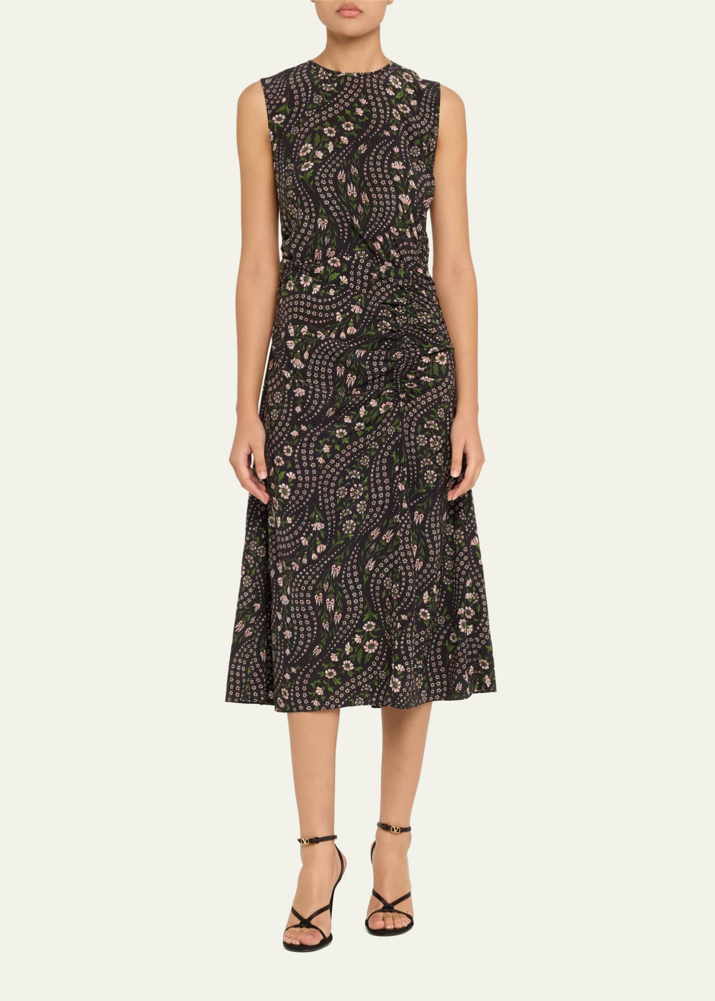 Veronica Beard Viviana Floral Silk Midi Dress Image 2 of 5