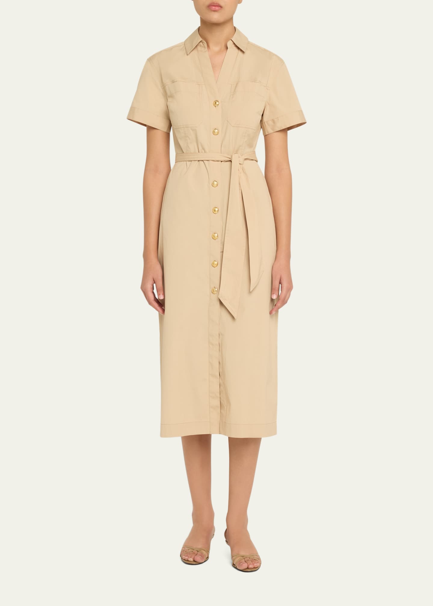 Veronica Beard Tabby Short-Sleeve Midi Shirtdress Image 2 of 5