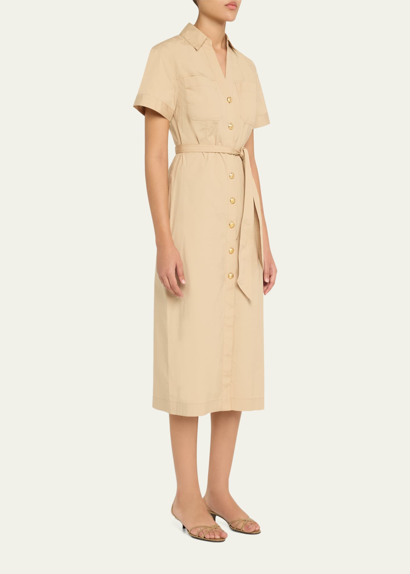 Veronica Beard Tabby Short-Sleeve Midi Shirtdress Image 4 of 5