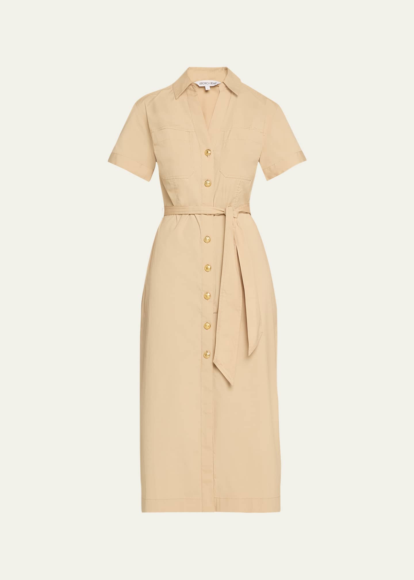 Veronica Beard Tabby Short-Sleeve Midi Shirtdress Image 1 of 5