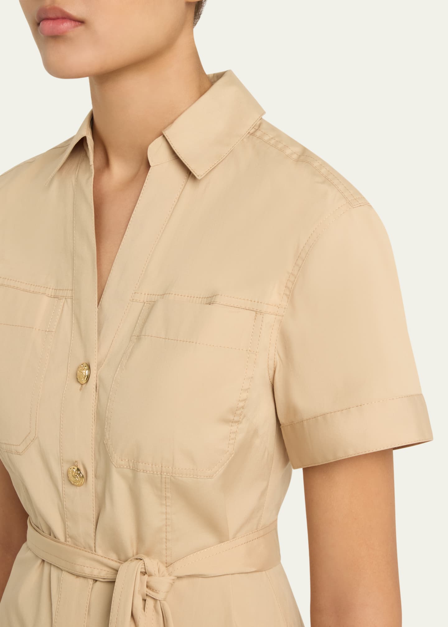 Veronica Beard Tabby Short-Sleeve Midi Shirtdress Image 5 of 5