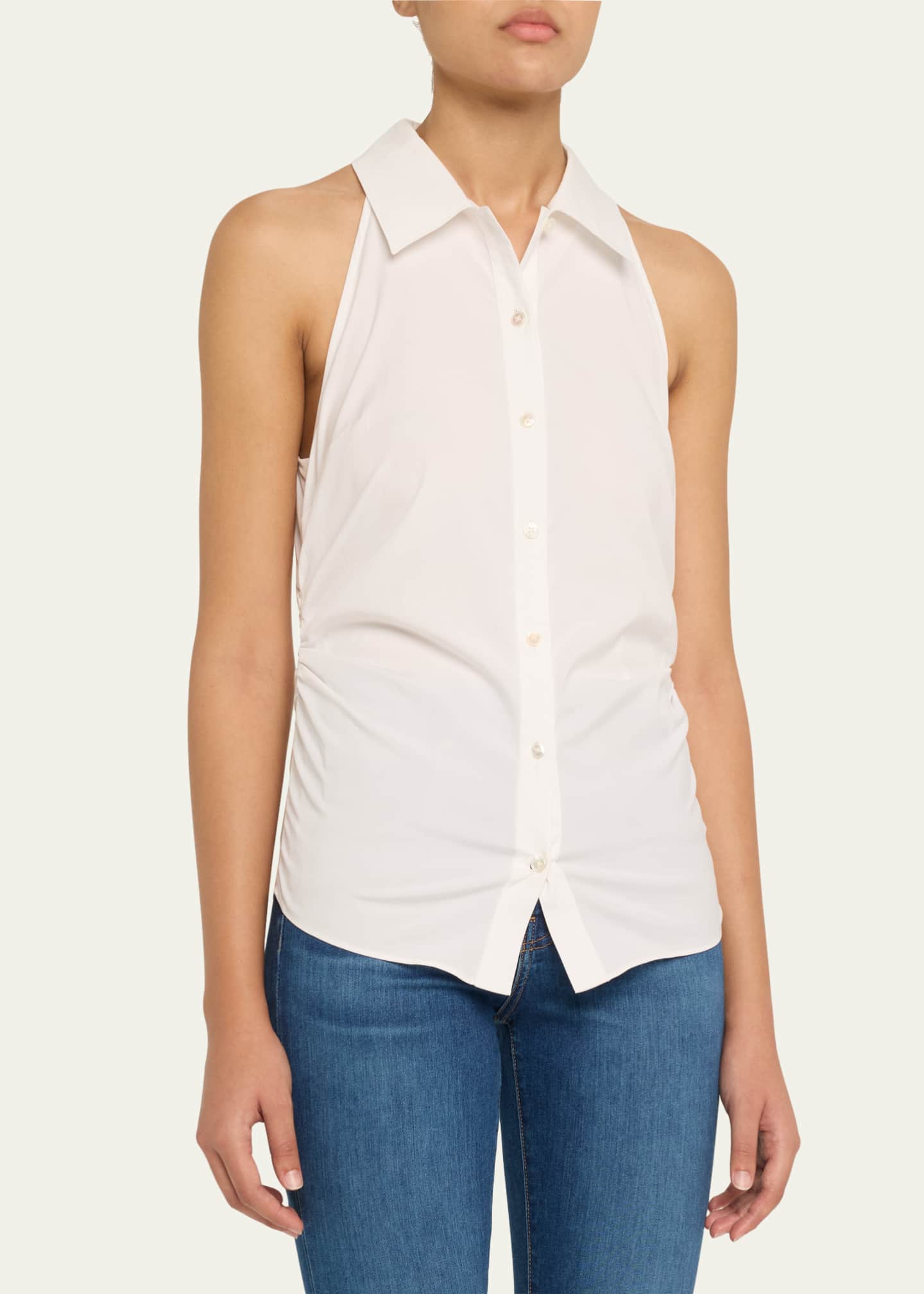 Veronica Beard Regina Sleeveless Button-Front Shirt Image 4 of 5