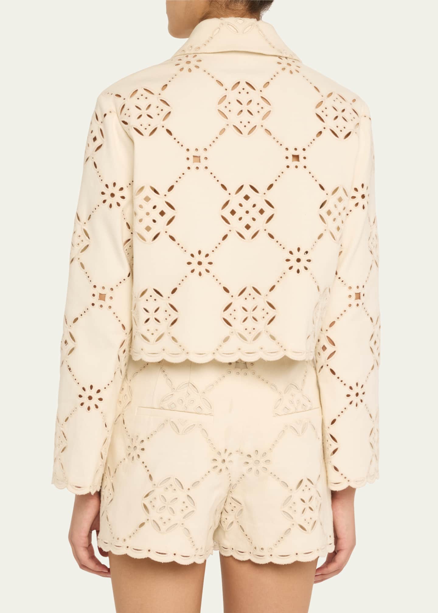 Veronica Beard Adelaide Scalloped Eyelet-Embroidered Jacket Image 3 of 5