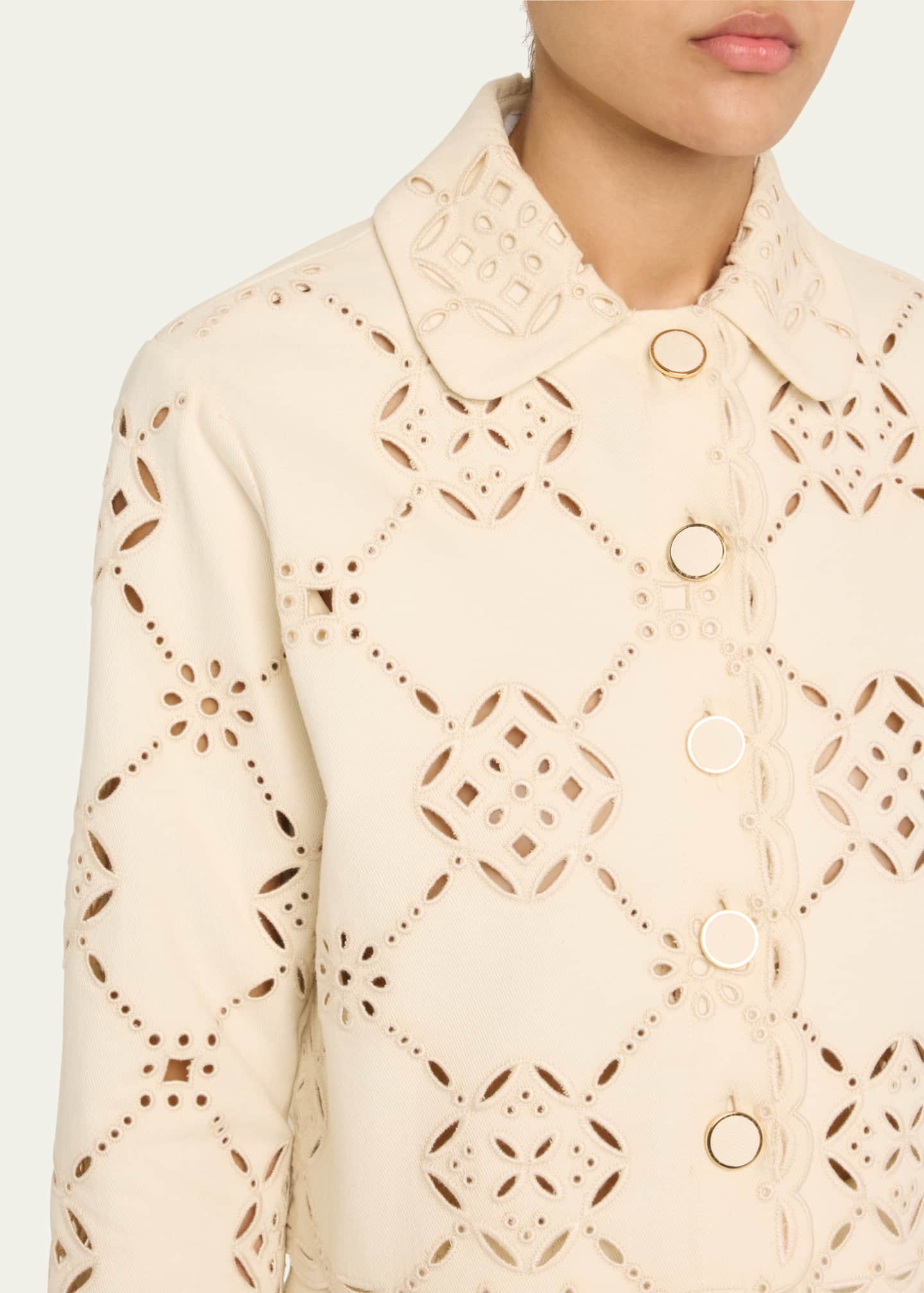 Veronica Beard Adelaide Scalloped Eyelet-Embroidered Jacket Image 5 of 5